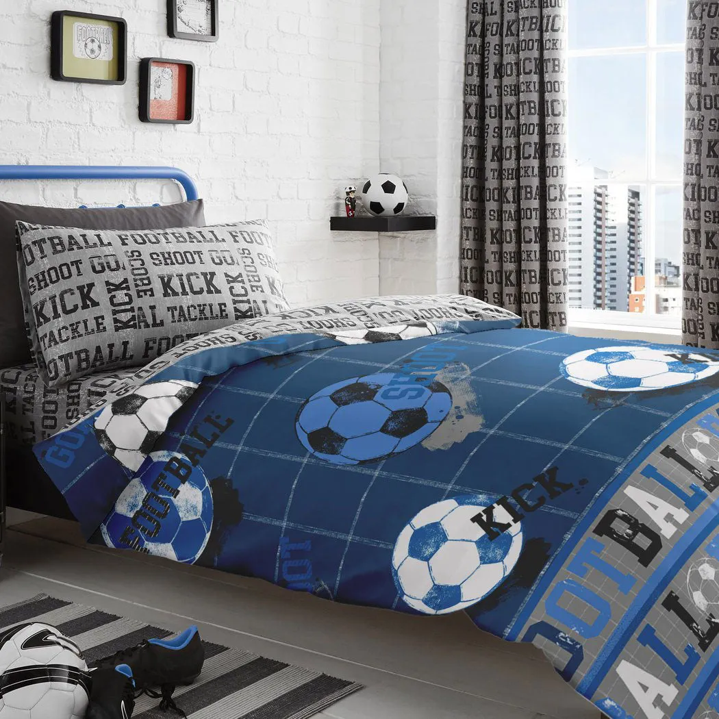 Single Reversible Duvet Set - Blue, Polycotton