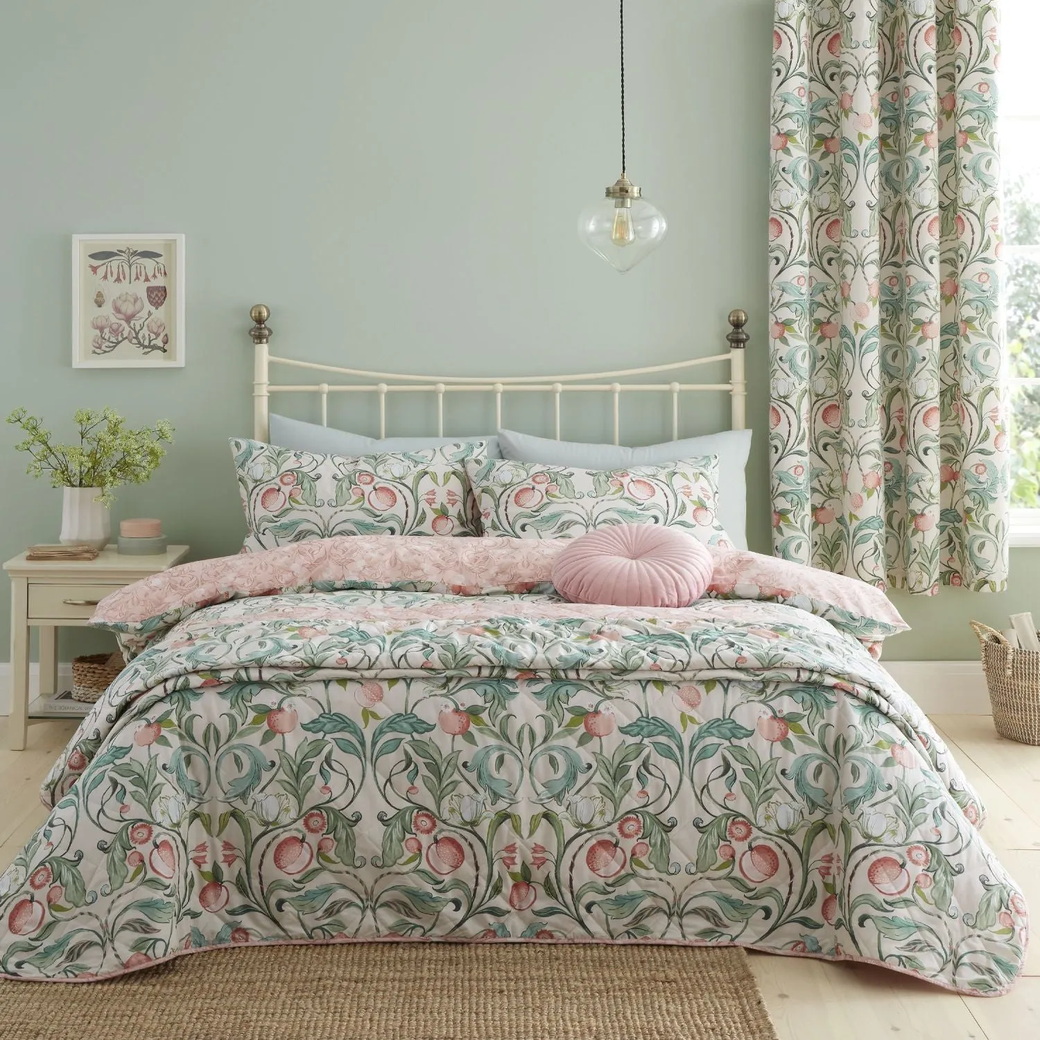 Single Reversible Duvet Set - Green, Cotton