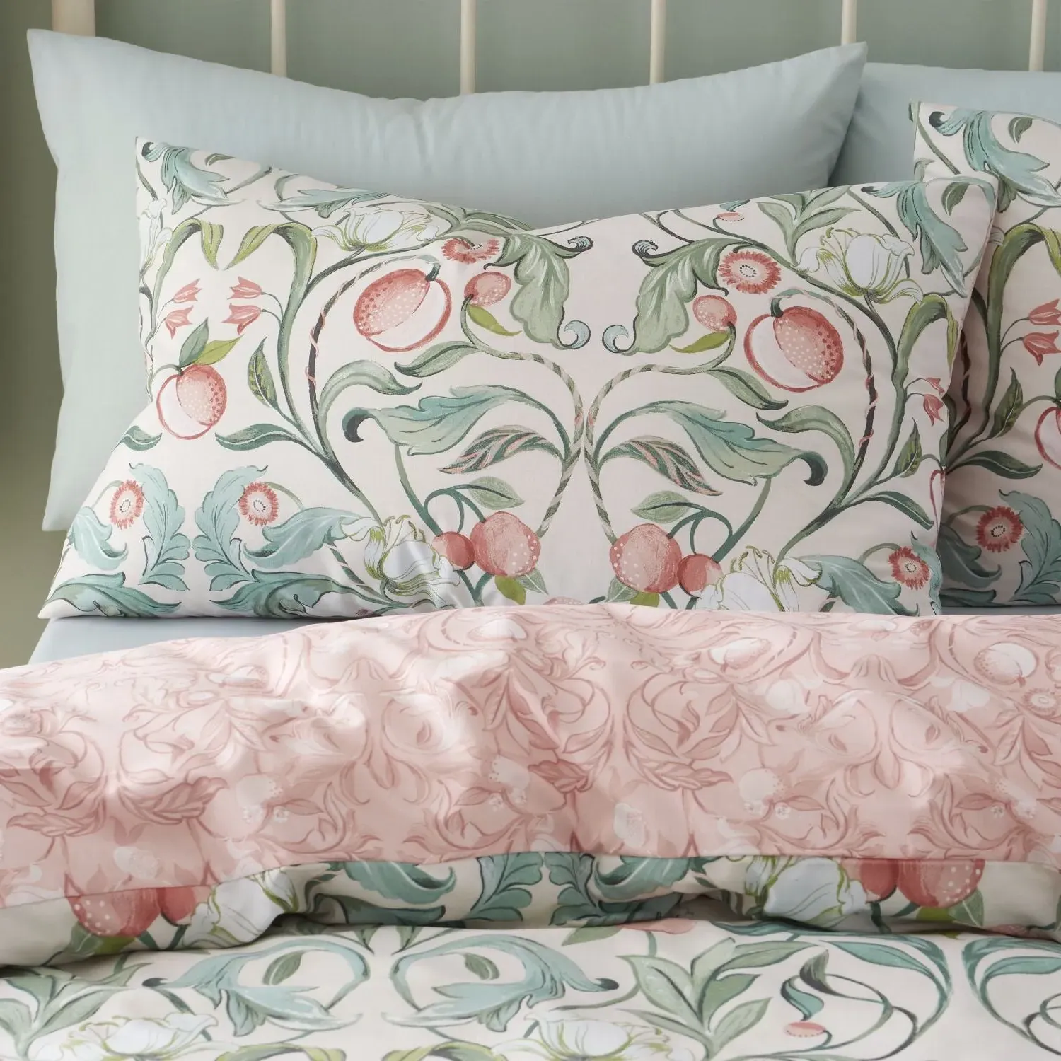 Single Reversible Duvet Set - Green, Cotton image