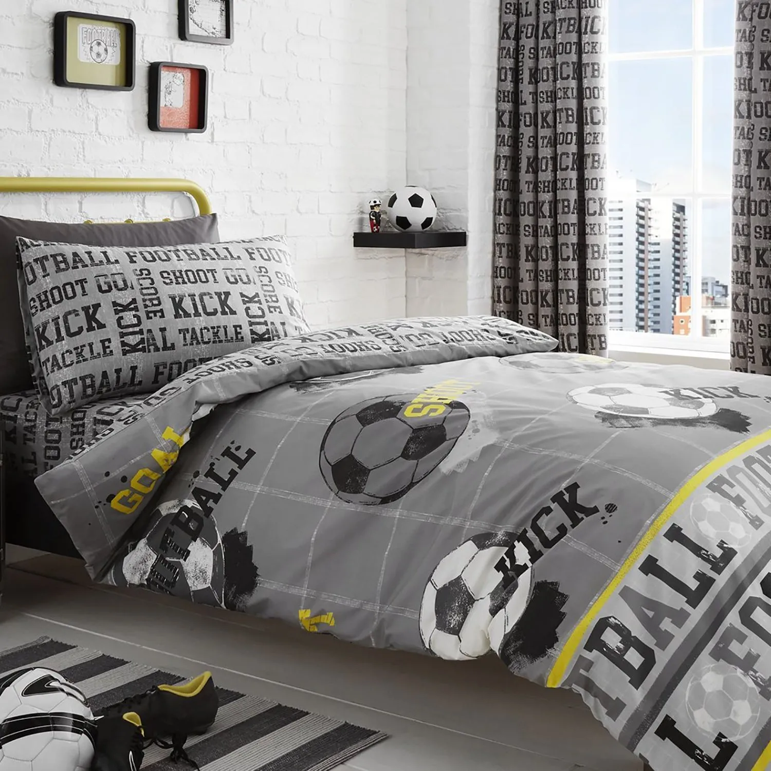 Single Reversible Duvet Set - Grey, Polycotton