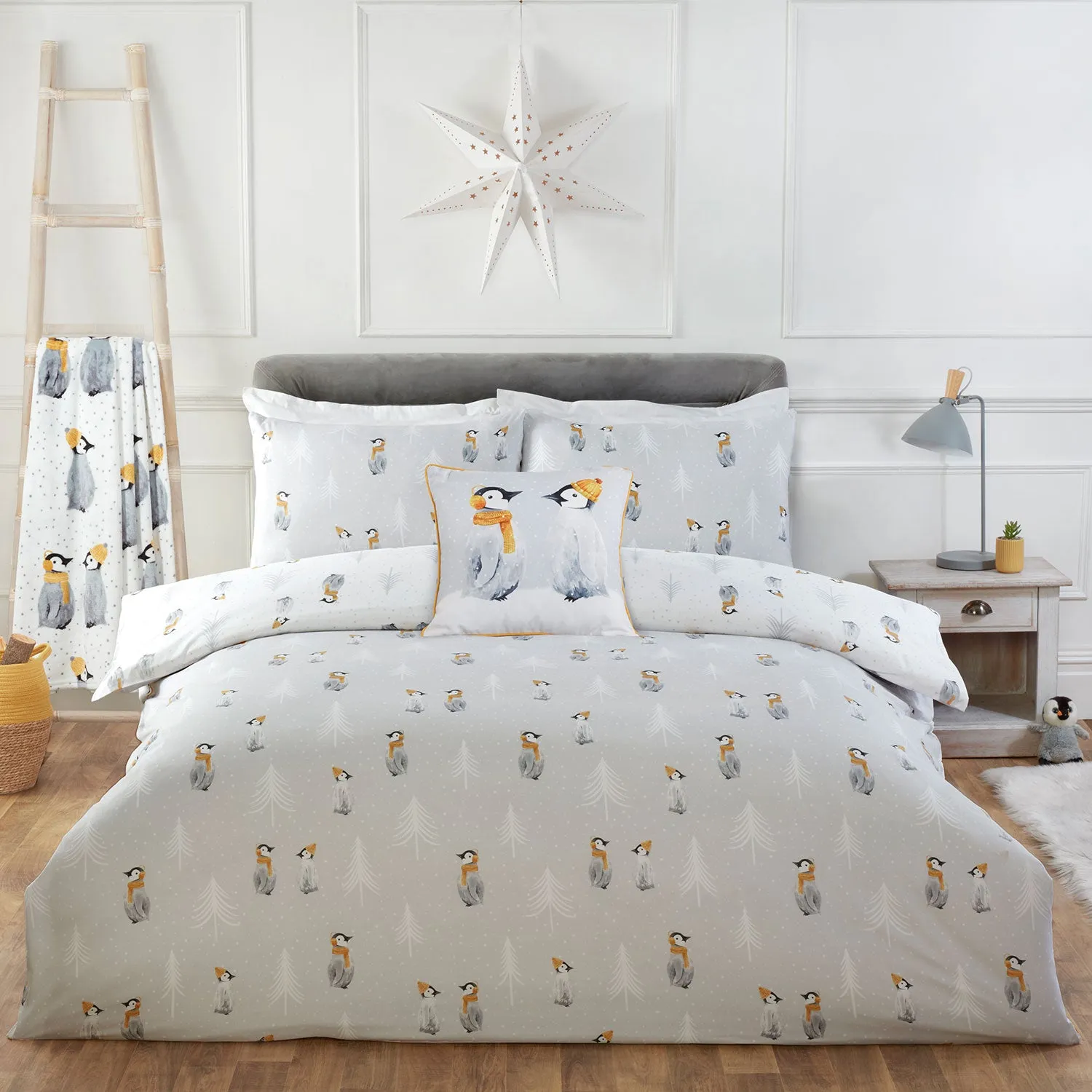 Single Reversible Duvet Set - Grey