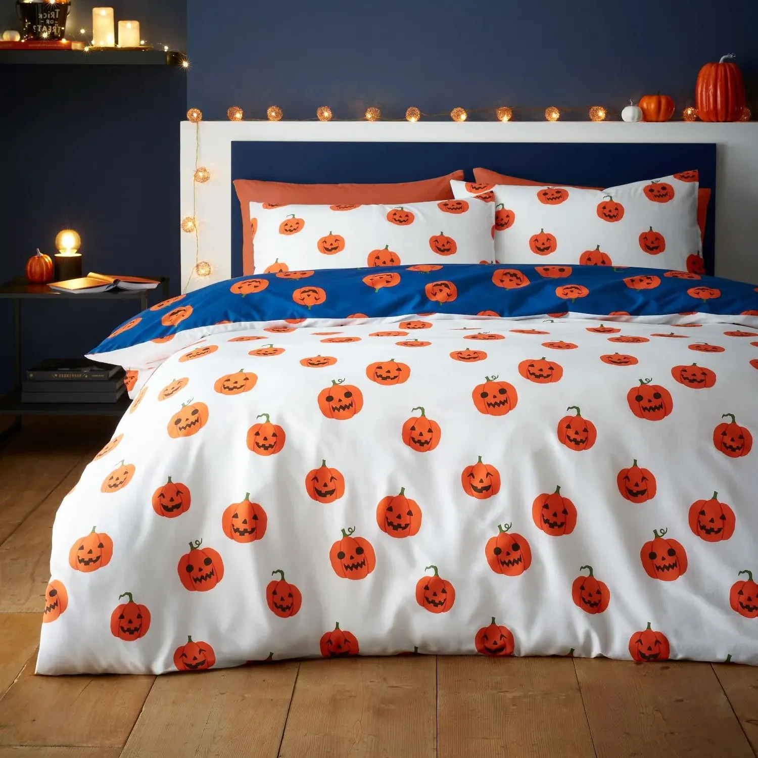 Single Reversible Duvet Set - Navy, Cotton