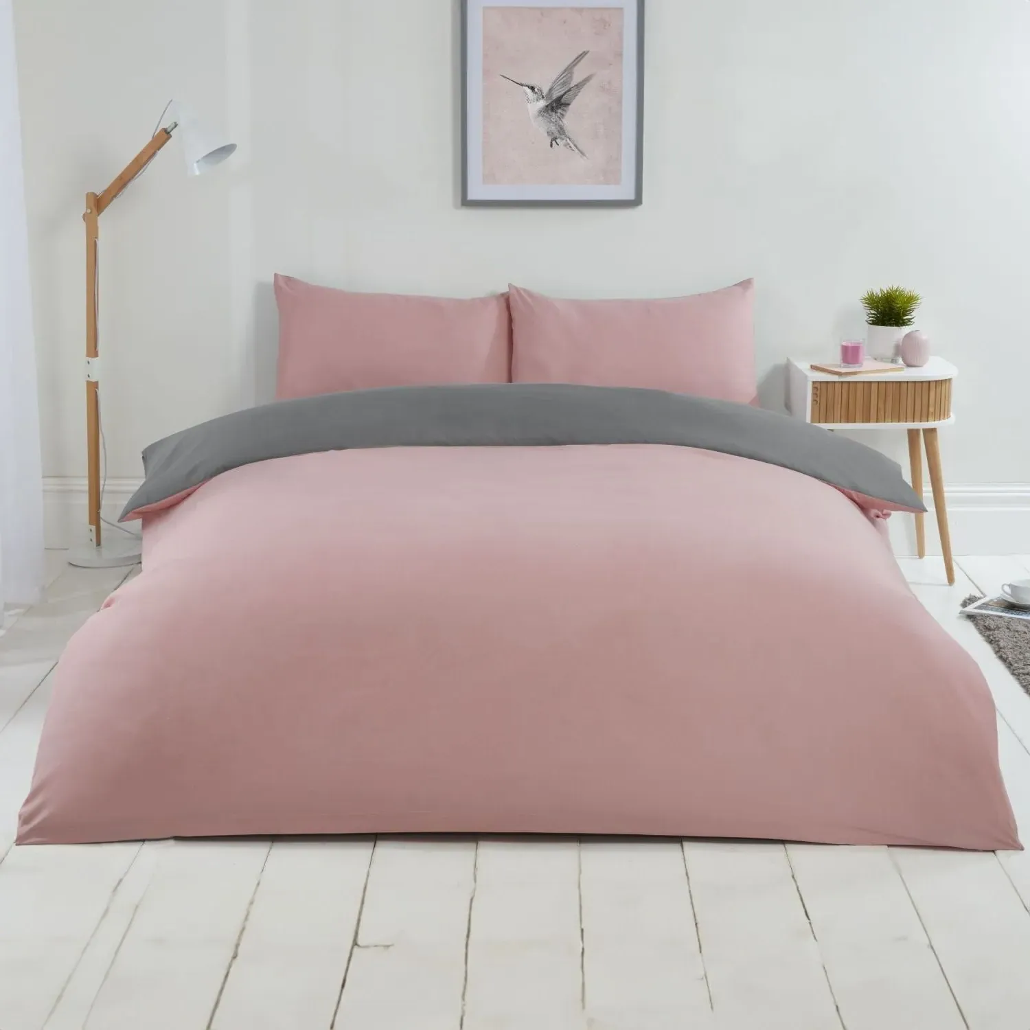 Single Reversible Duvet Set - Pink
