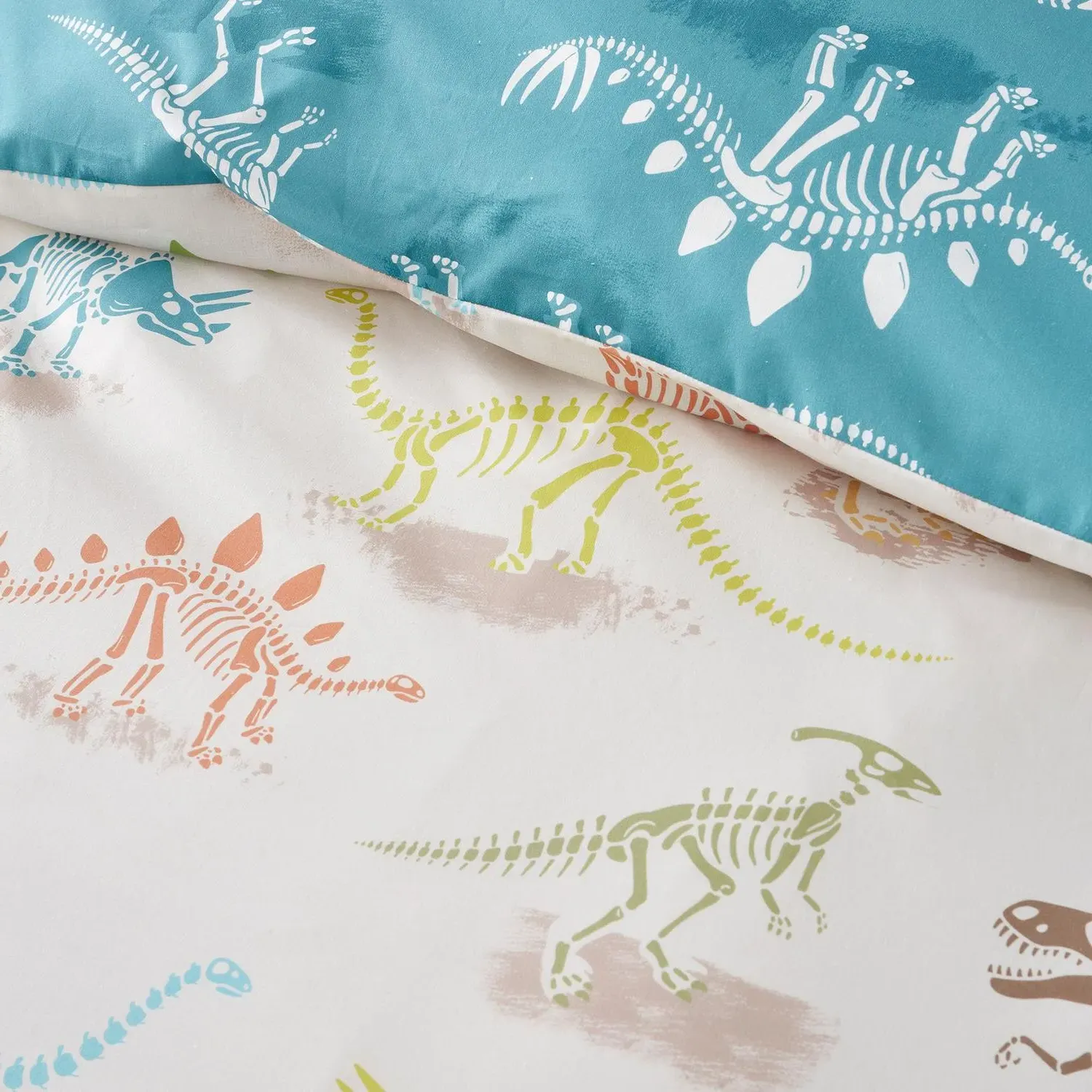 Skeleton Dino Single Reversible Duvet Set - Multi, Polycotton alternate view