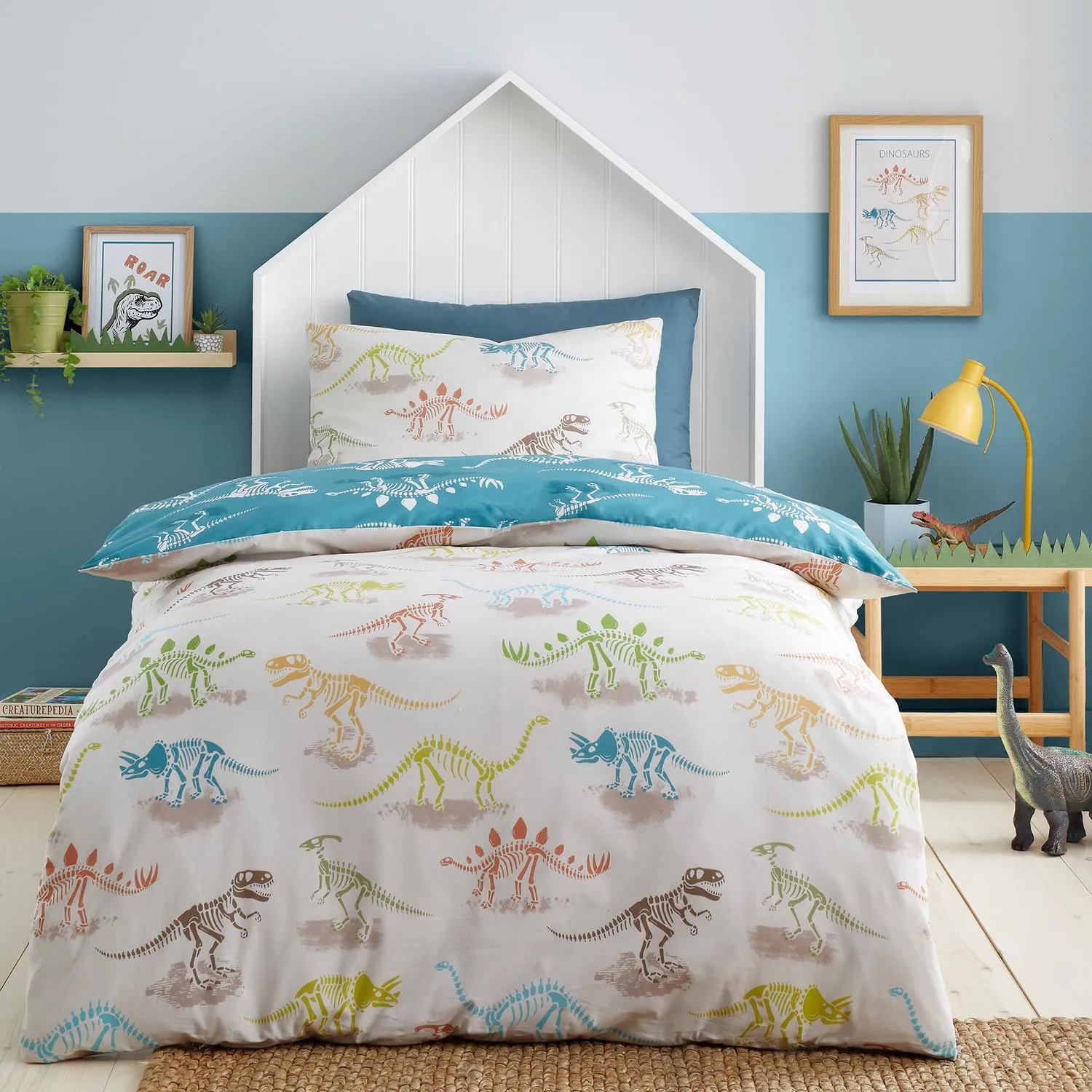 Skeleton Dino Single Reversible Duvet Set - Multi, Polycotton product
