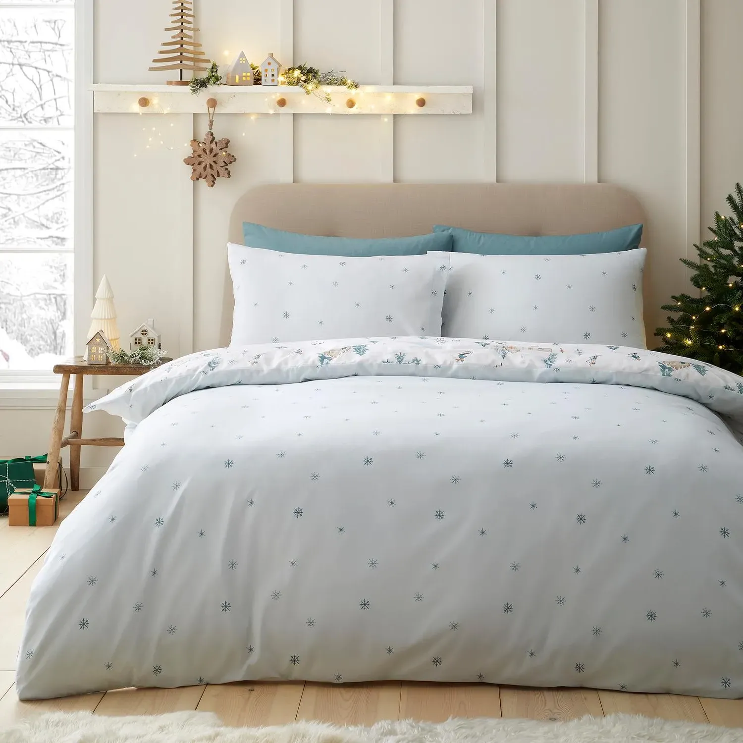 Ski Village Single Reversible Duvet Set - White by Julian Charles, image 2