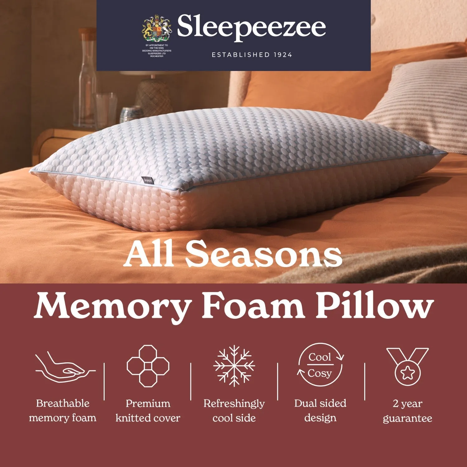 Sleepeezee All Seasons Support Memory Foam Pillow - White alternate view