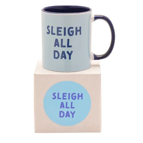 Sleigh All Day Handled Mug - Navy, Ceramic by Julian Charles