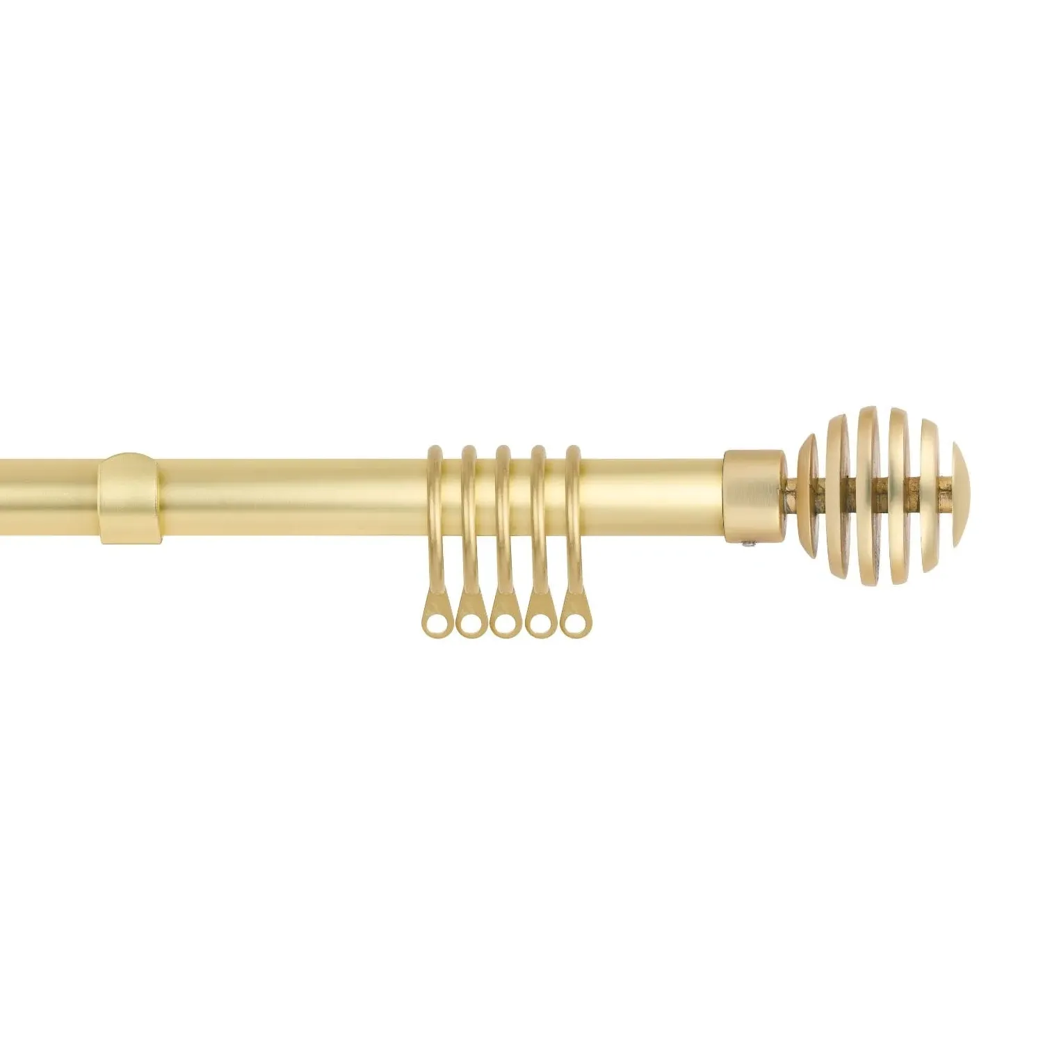 Sliced Metal Extendable Curtain Pole with Rings 1.2-2.1m - Matt Gold product