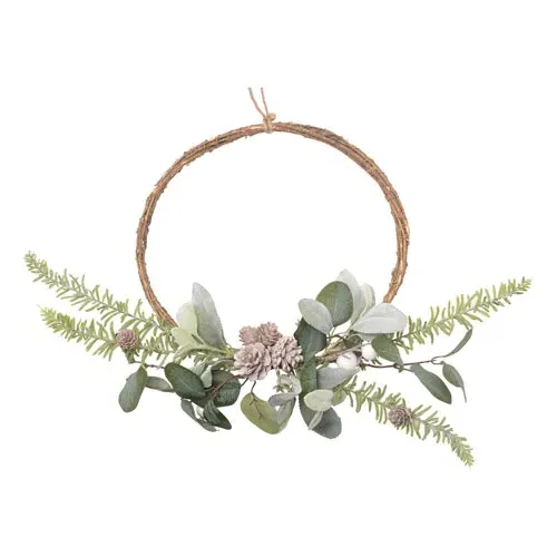 Slim Winter Wreath with Berries - Green, Twig