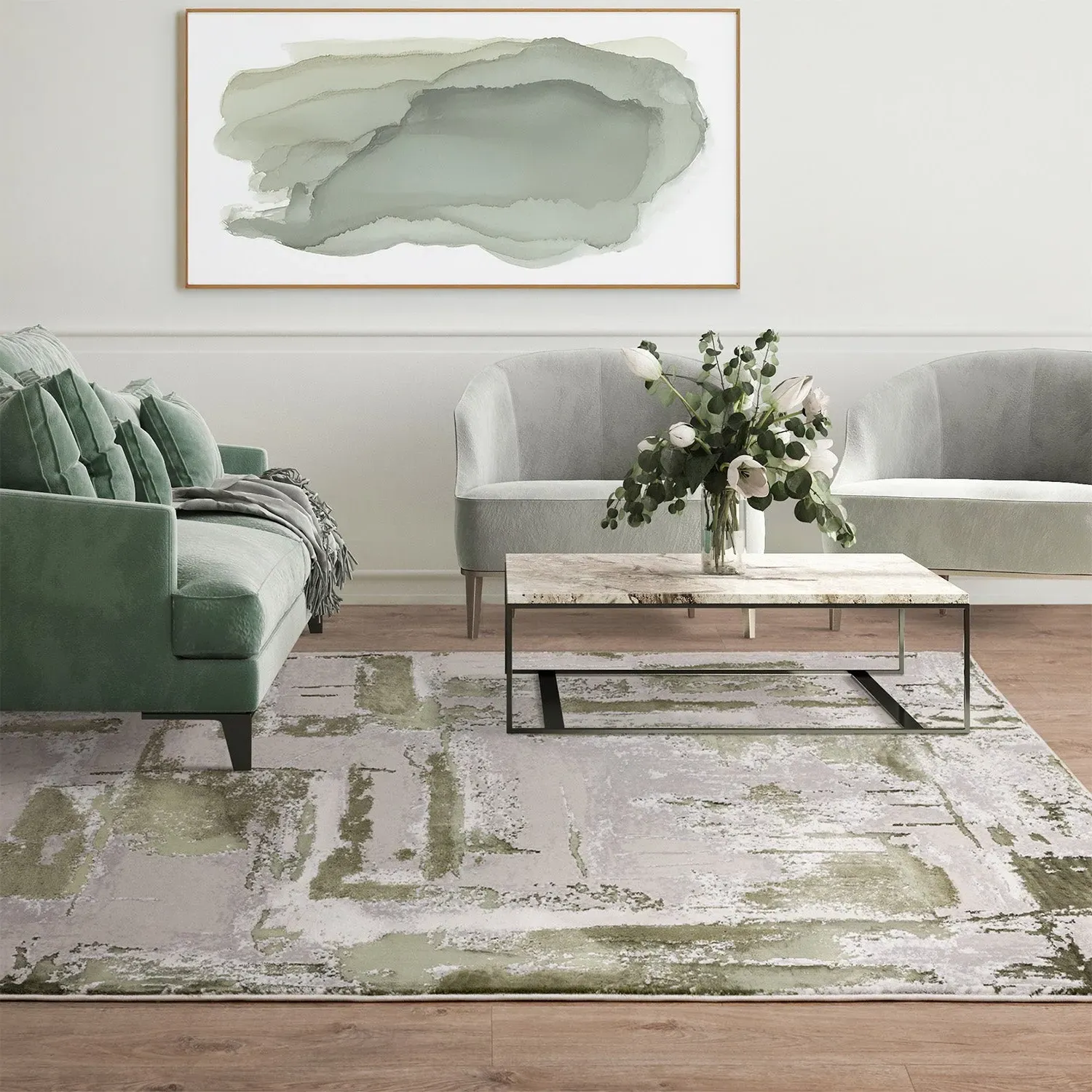 Small Abstract Rug - Green image