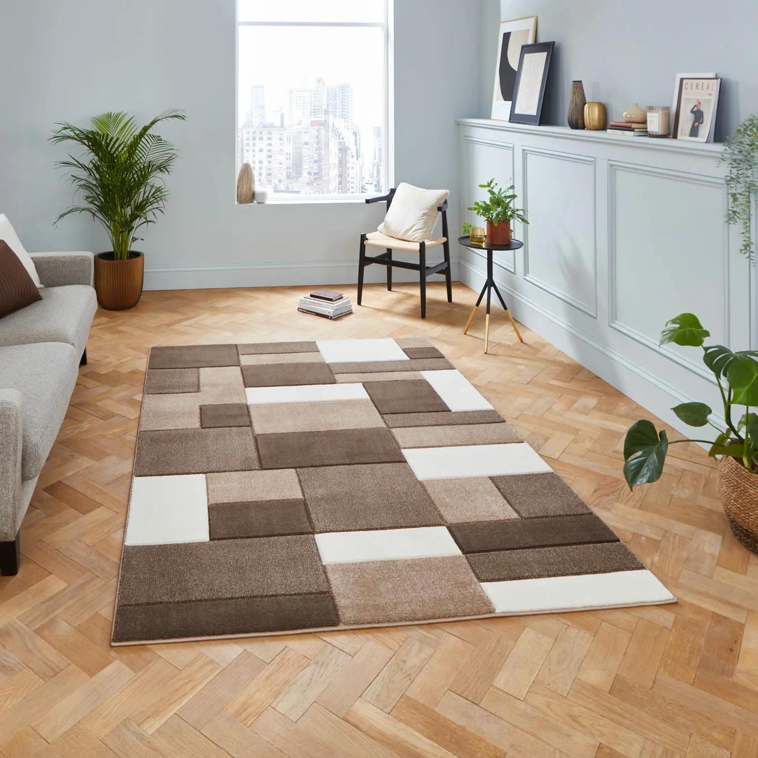 Small Area Rug Hand-Carved - Beige, Heat Set