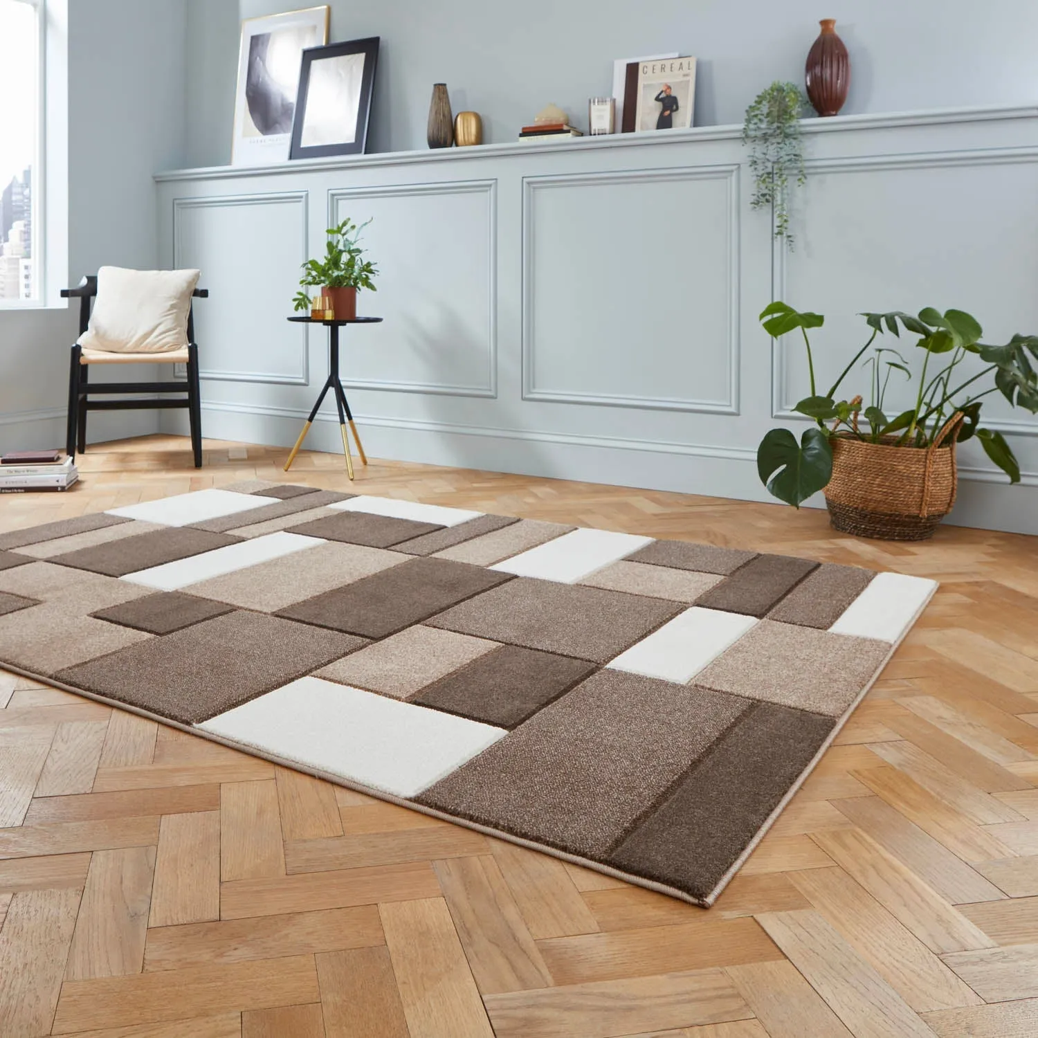 Small Area Rug Hand-Carved - Beige, Heat Set