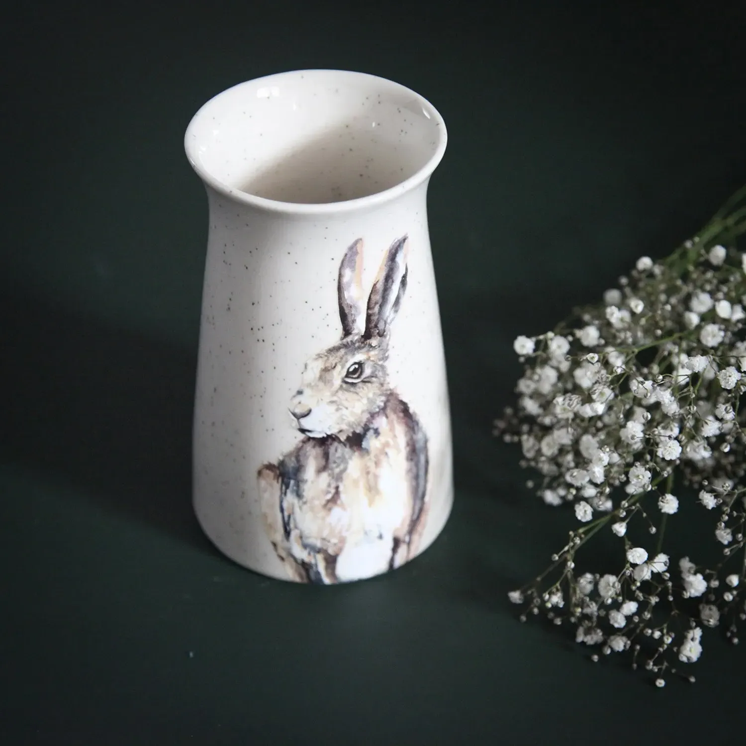 Small Ceramic Vase Hare Design - White, Ceramic image