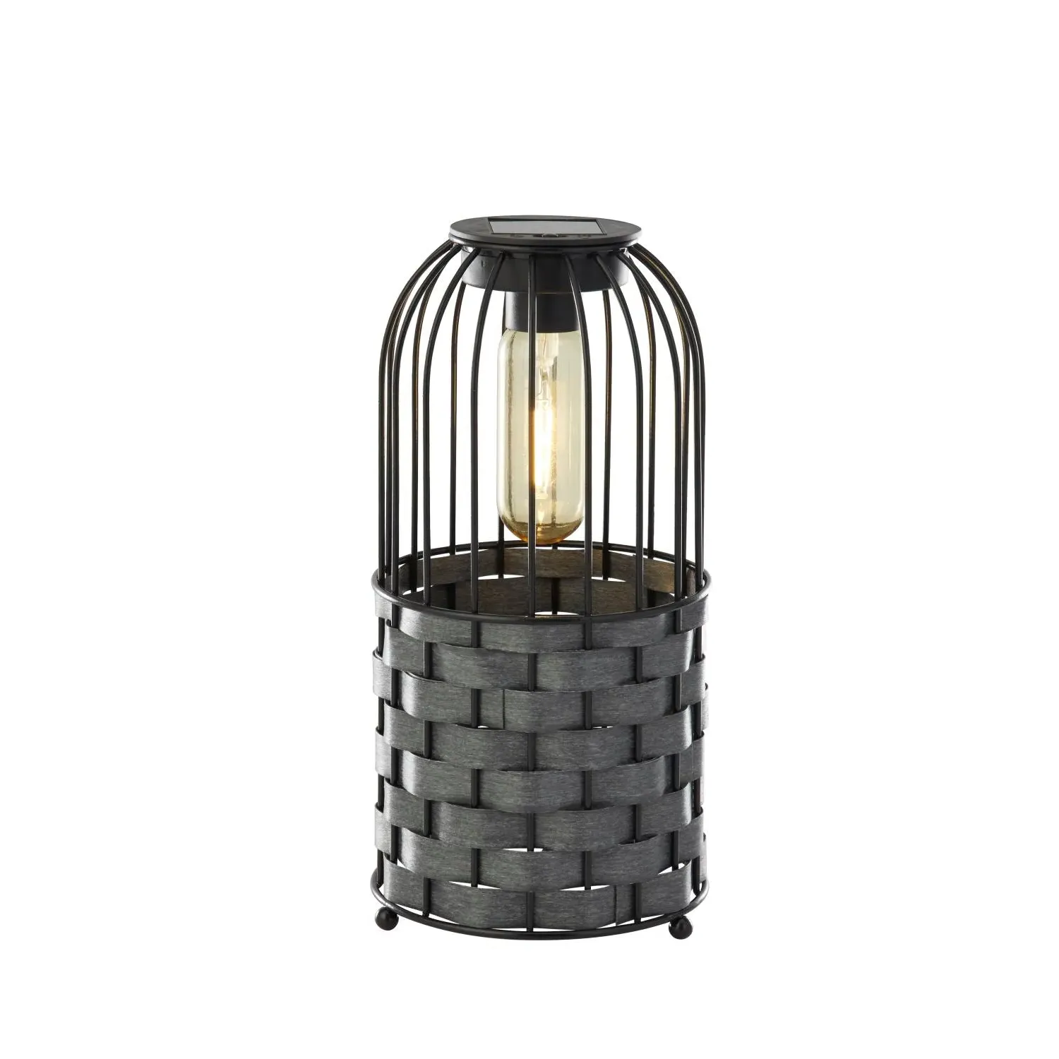 Small Solar Lantern Light - Black, Rattan