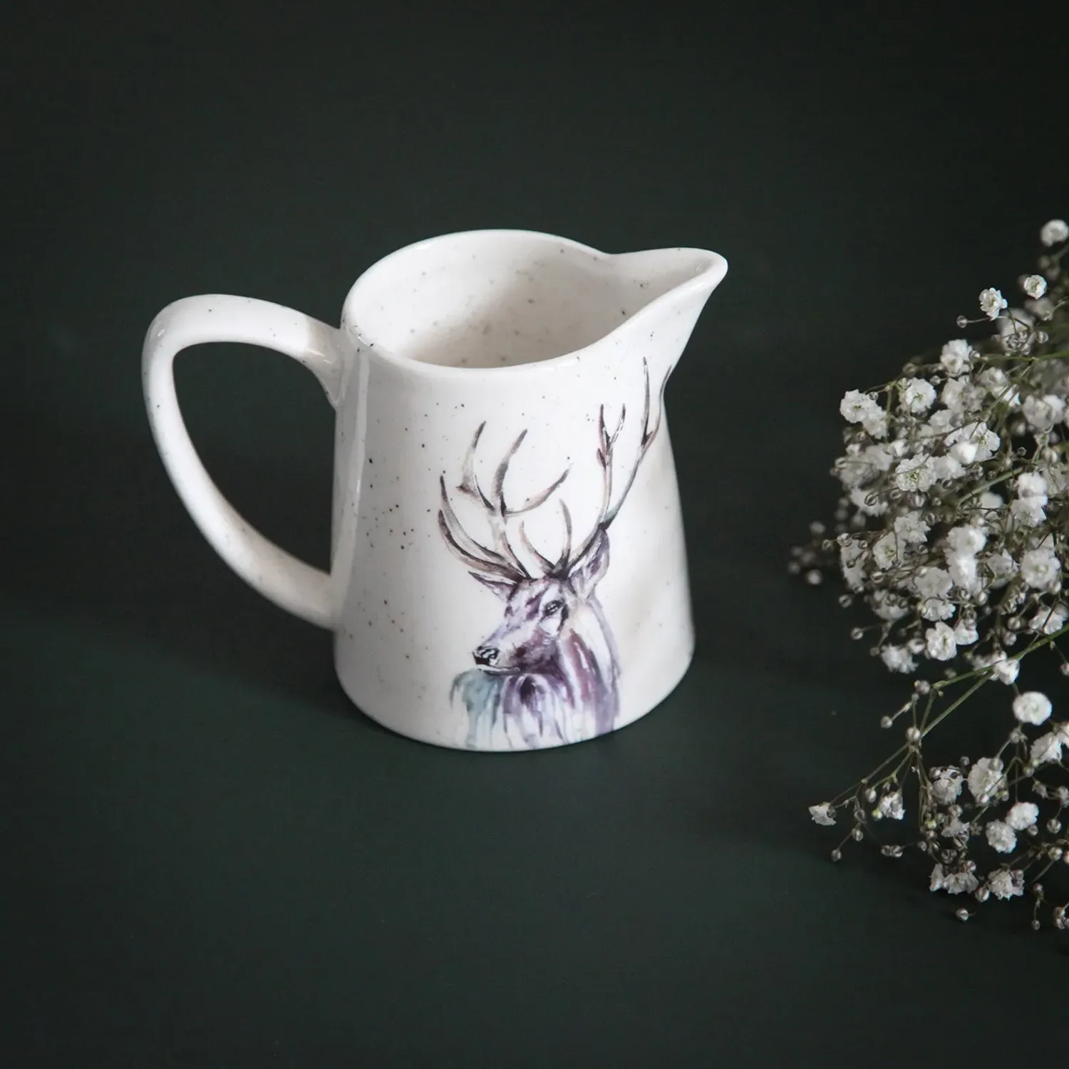 Small Stag Jug - White, Speckled Ceramic