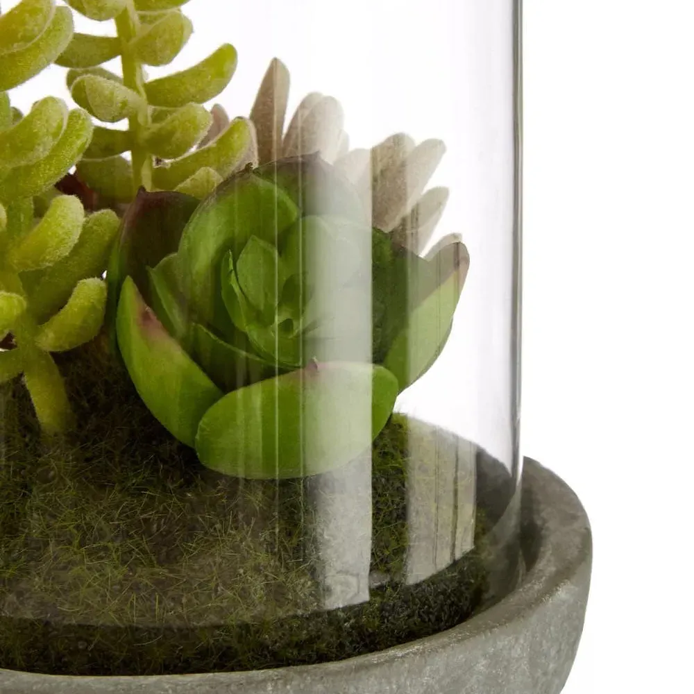 Small Succulent Dome with Finial - Green, Cement
