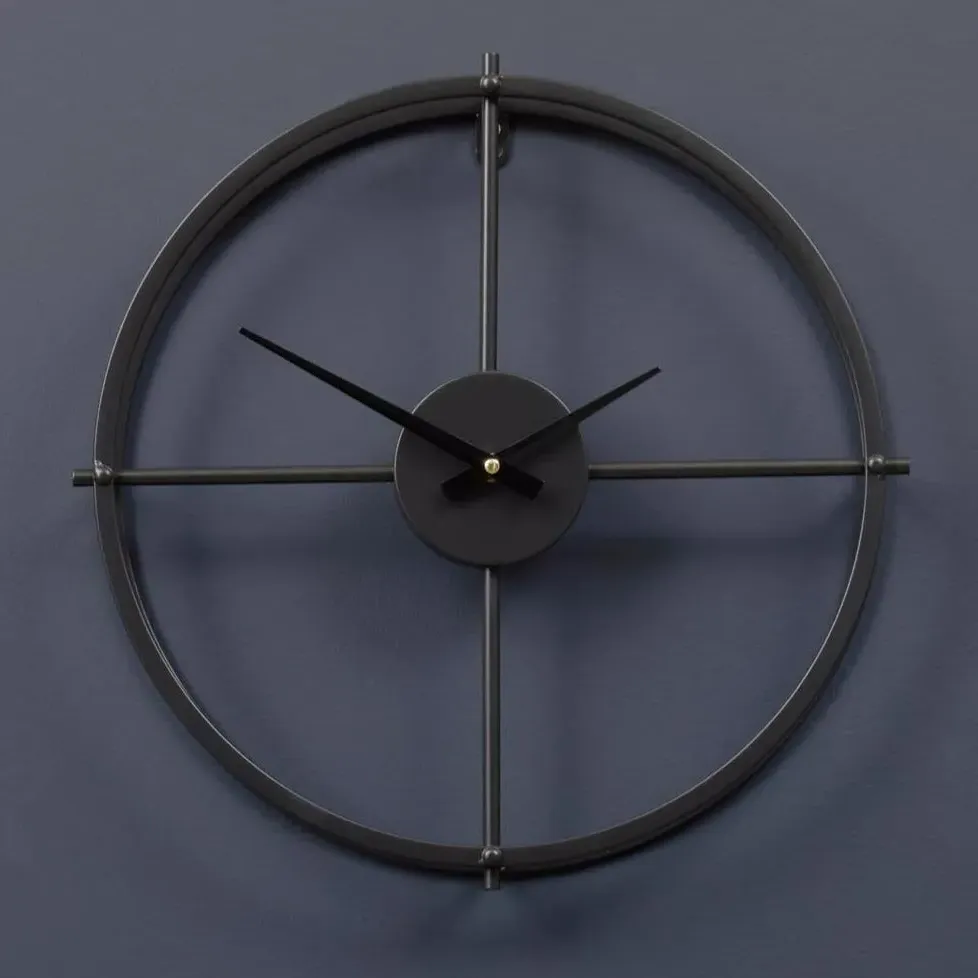 Small Wall Clock with Rings - Black, Metal image