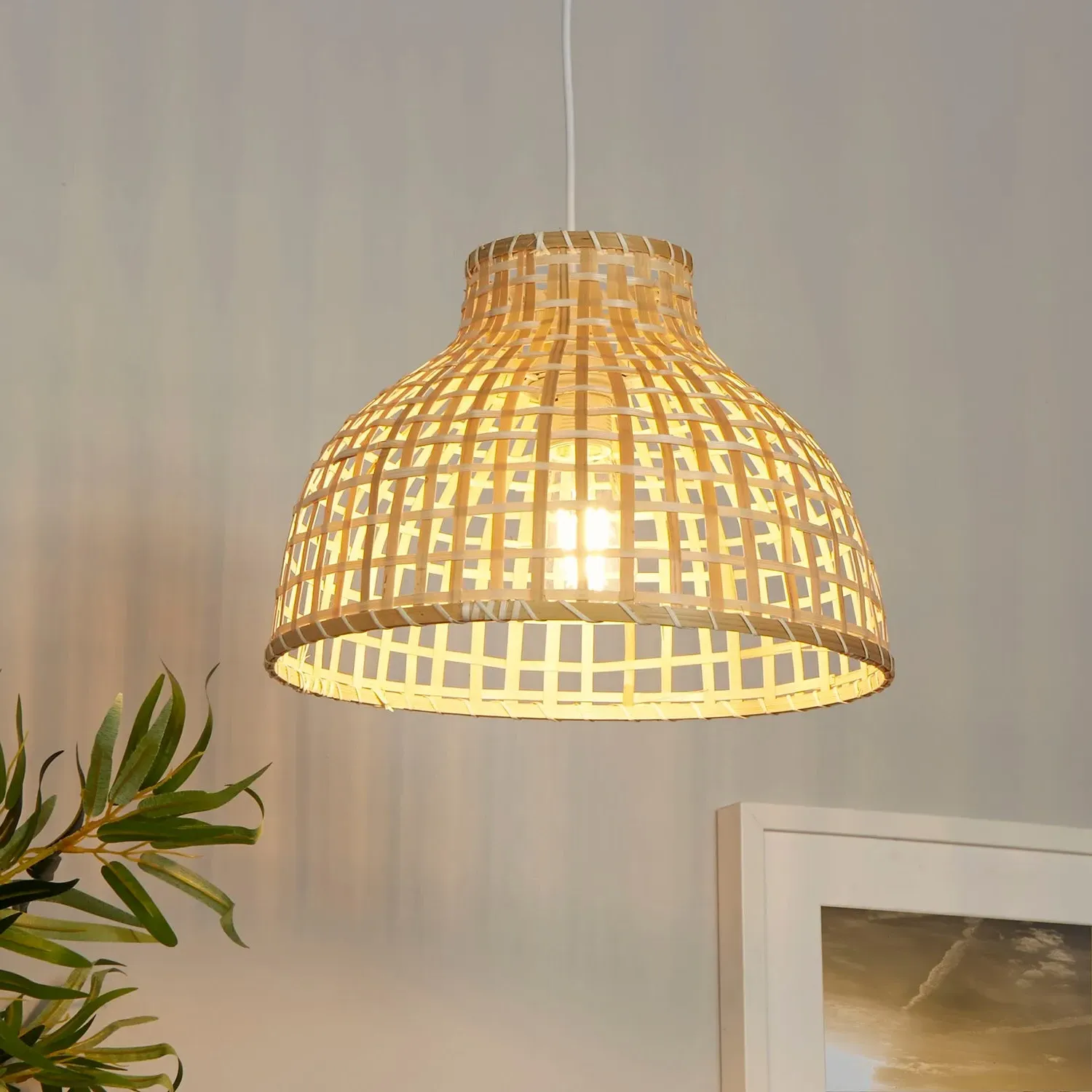 Small Woven Easy Fit Light Shade - Natural, Bamboo