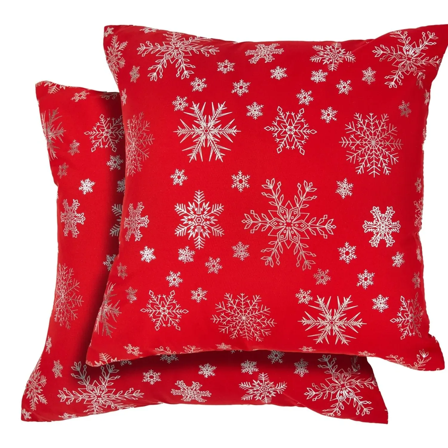 Snowflake Cushion Cover Pair - Red, Velvet