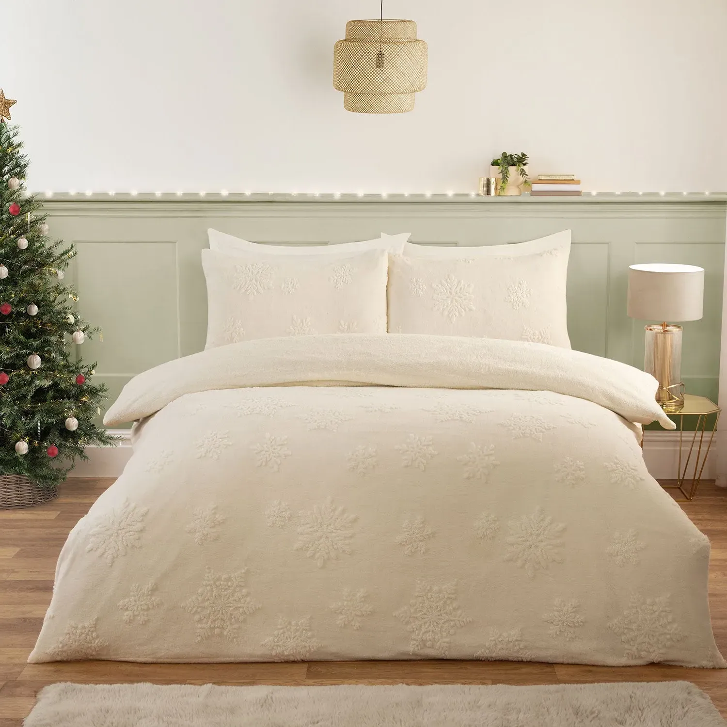 Snowflake Single Duvet Set - Cream, Fleece product
