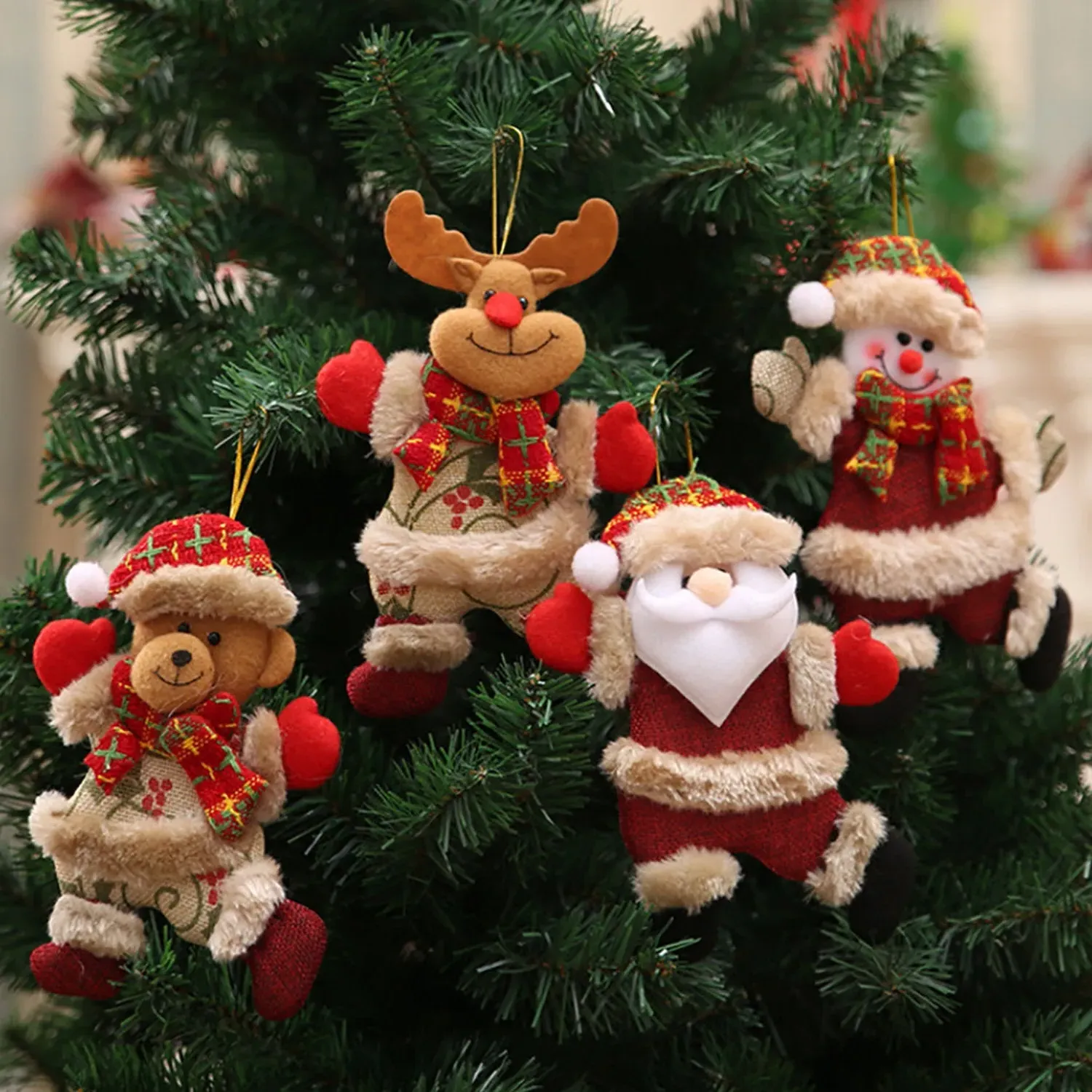 Snowman Santa Claus Christmas Tree Ornament 4 Pack - Multi by Julian Charles