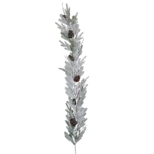 Snowy Pine Garland with Pinecones - Green