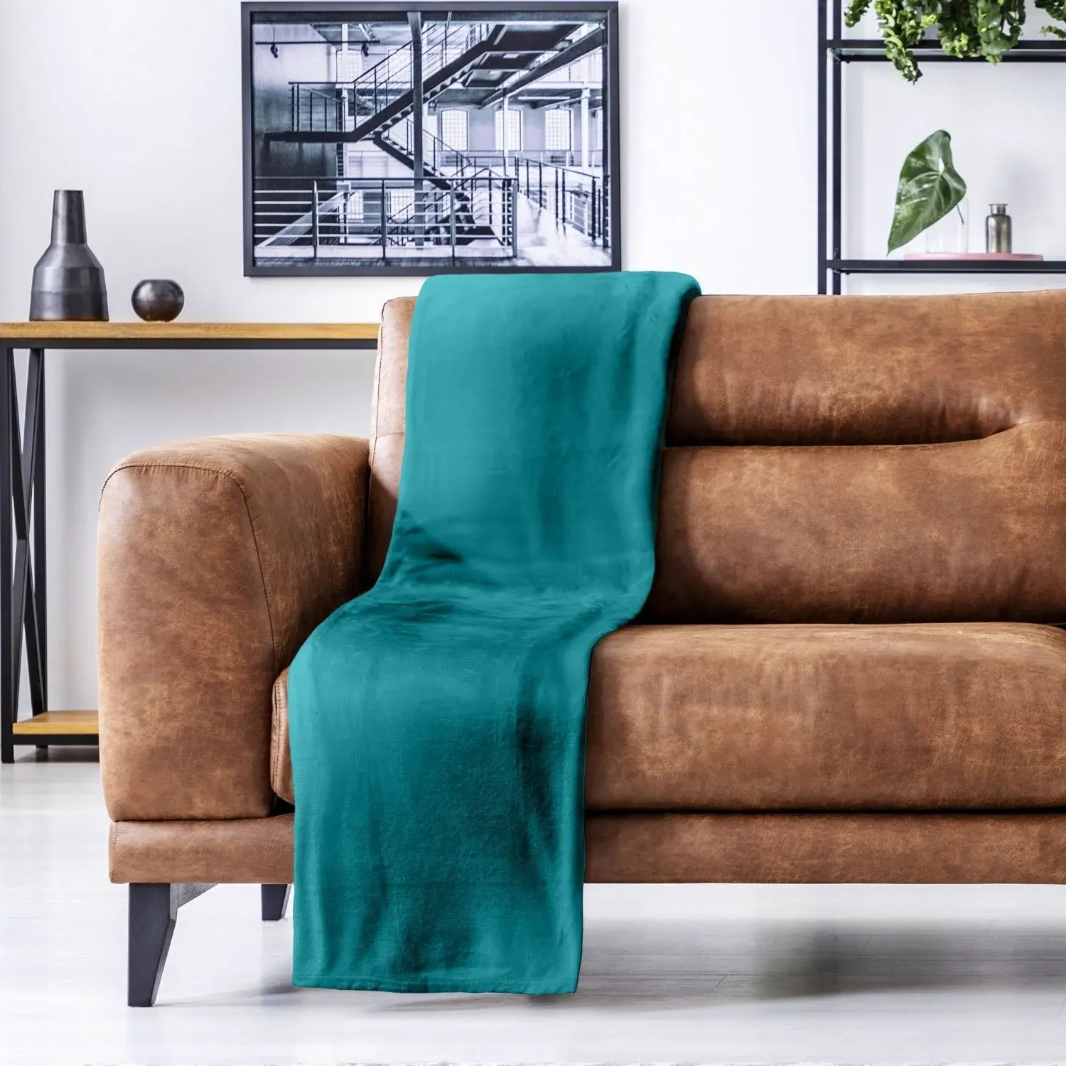 Snug Fleece Blanket Throw - Green, Polyester product
