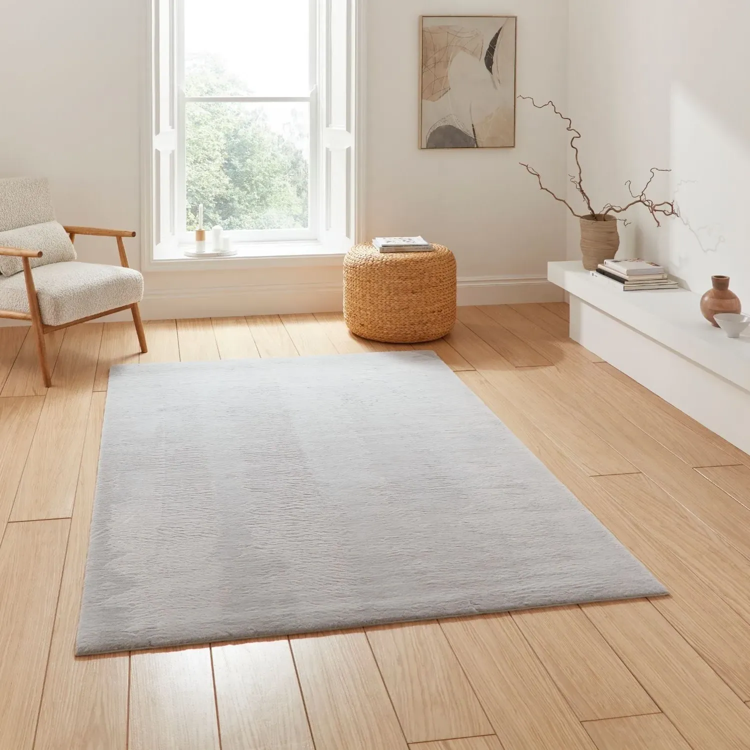 Plain Shaggy Rug - Grey, Polyester product