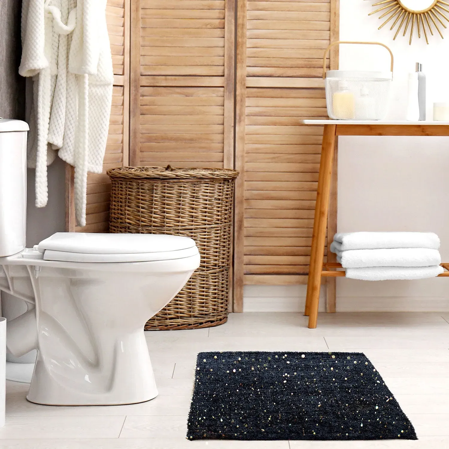Soft Bath Rug with Metallic Yarn - Black, Cotton image