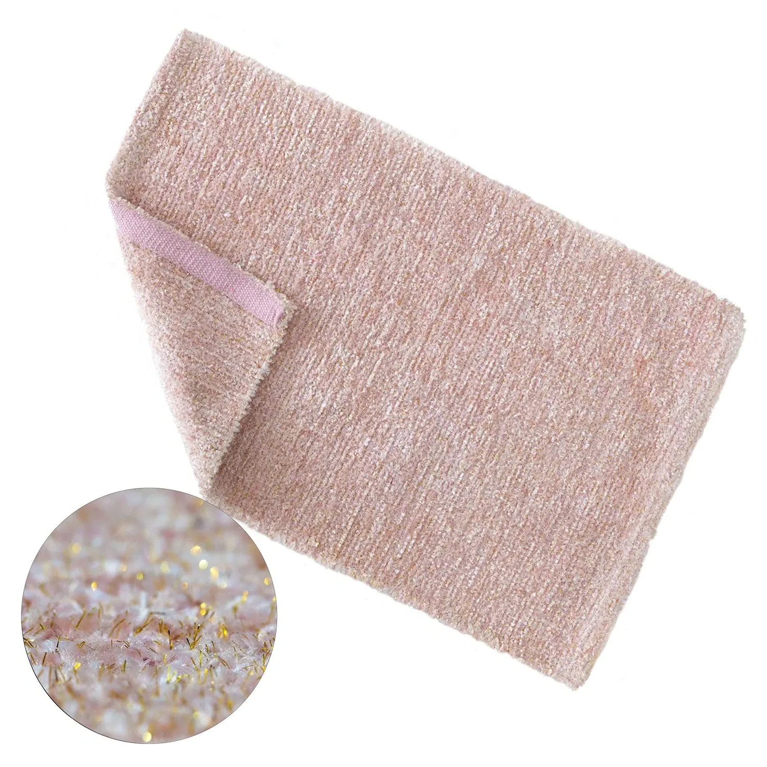 Soft Bath Rug with Metallic Yarn - Pink, Cotton