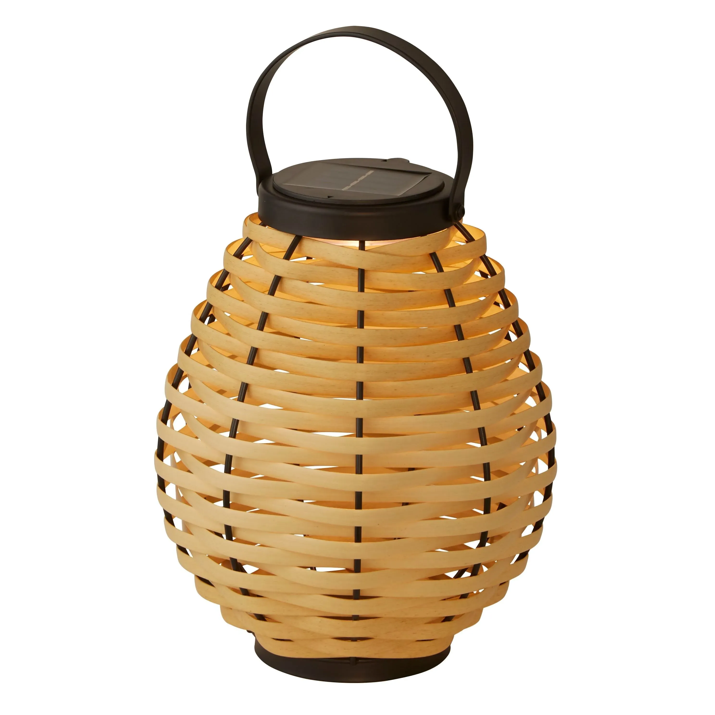Solar Lantern with Rattan Weave - Natural