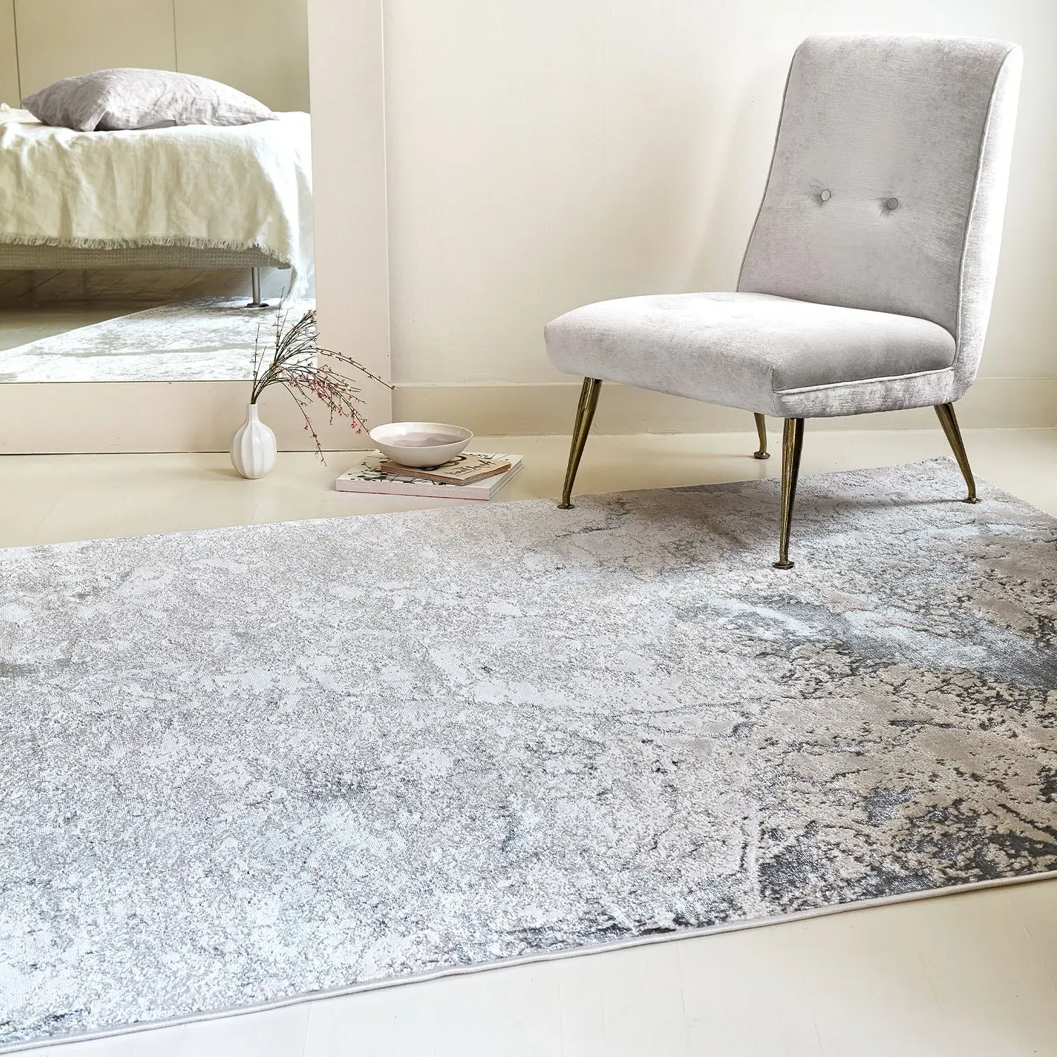 Solar Rug with Metallic Accents - Grey, Flatweave