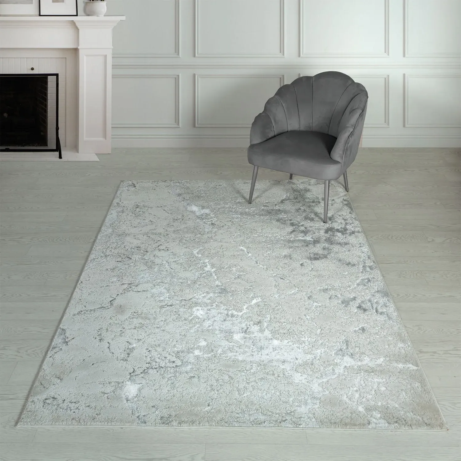 Solar Rug with Metallic Accents - Grey, Flatweave