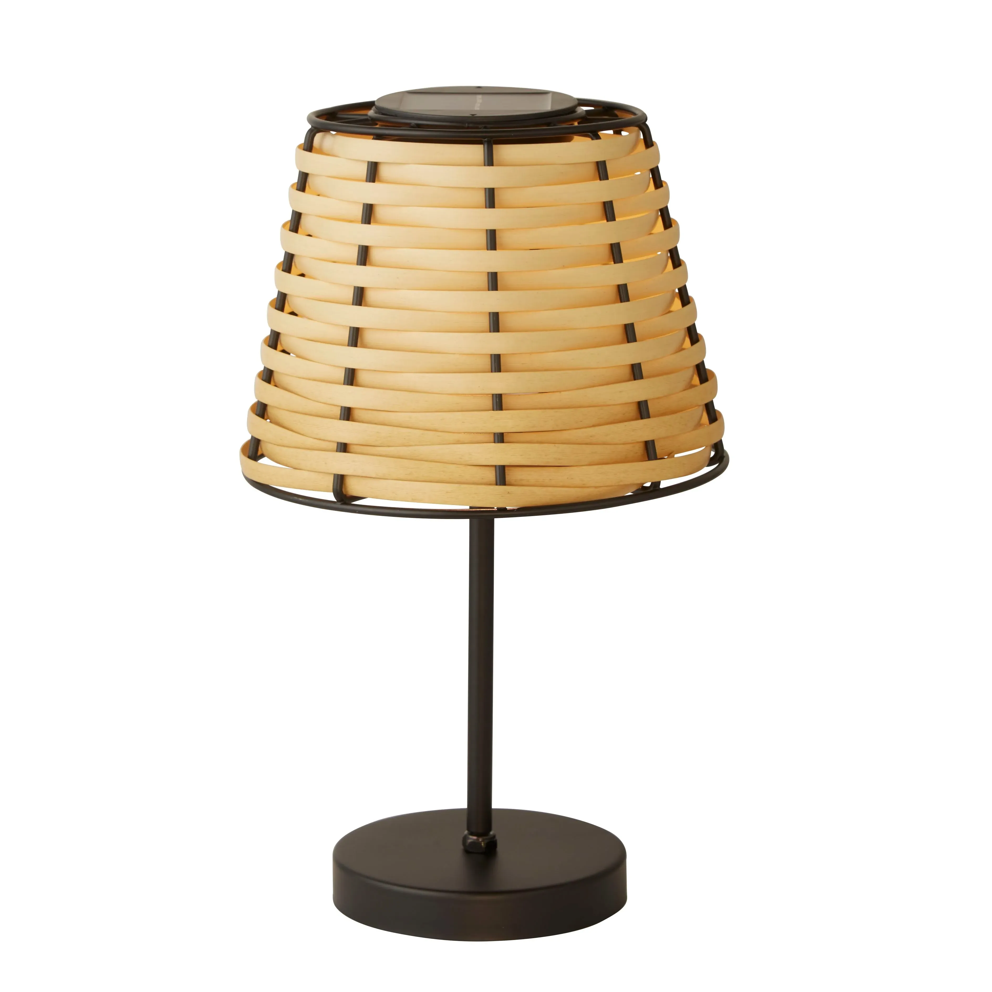 Solar Table Lamp with Rattan Weave - Natural