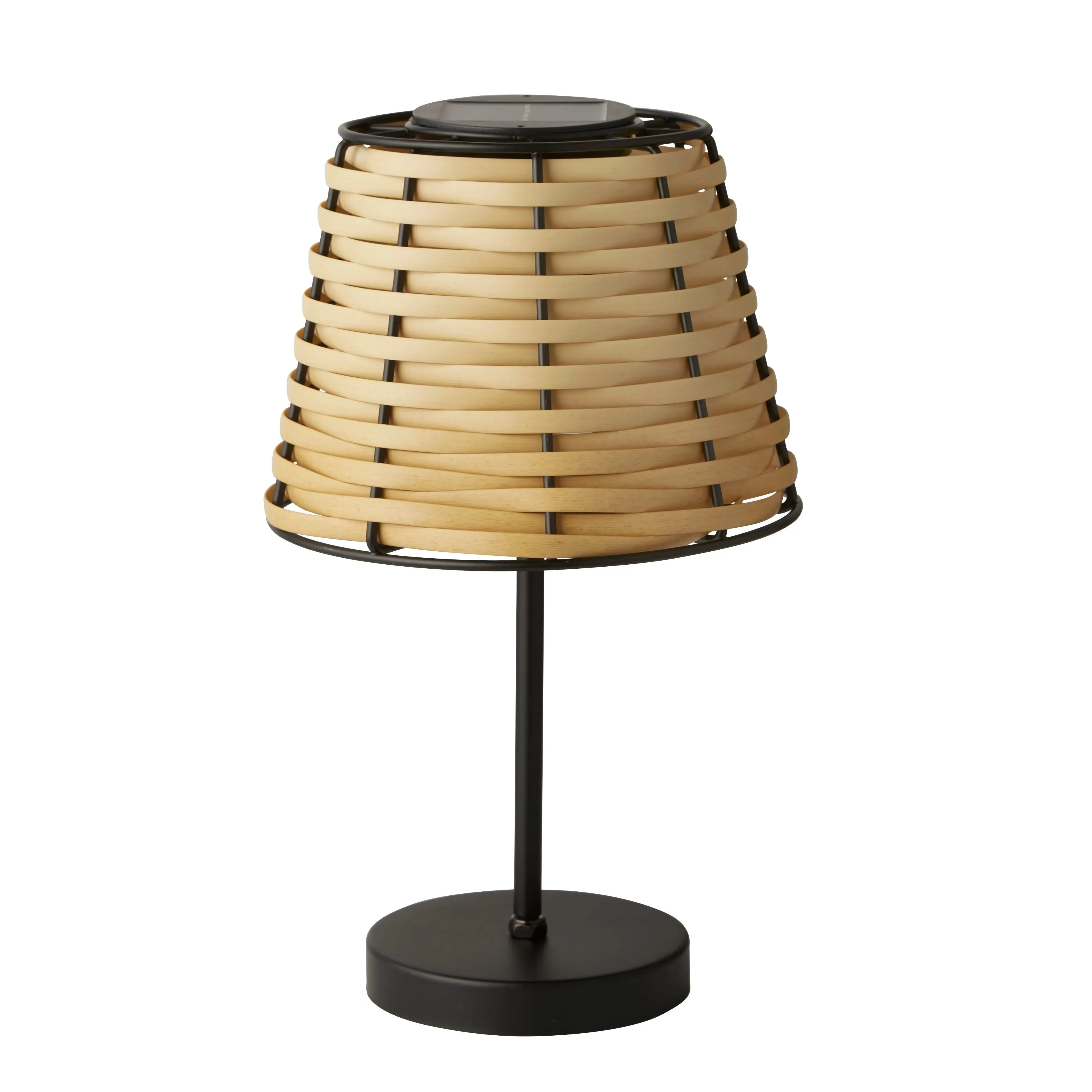 Solar Table Lamp with Rattan Weave - Natural