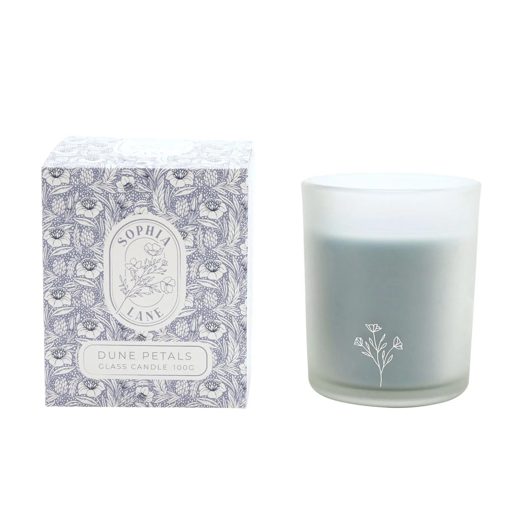 Sophia Lane Dune Petals Floral Candle 100g - Blue, Glass product