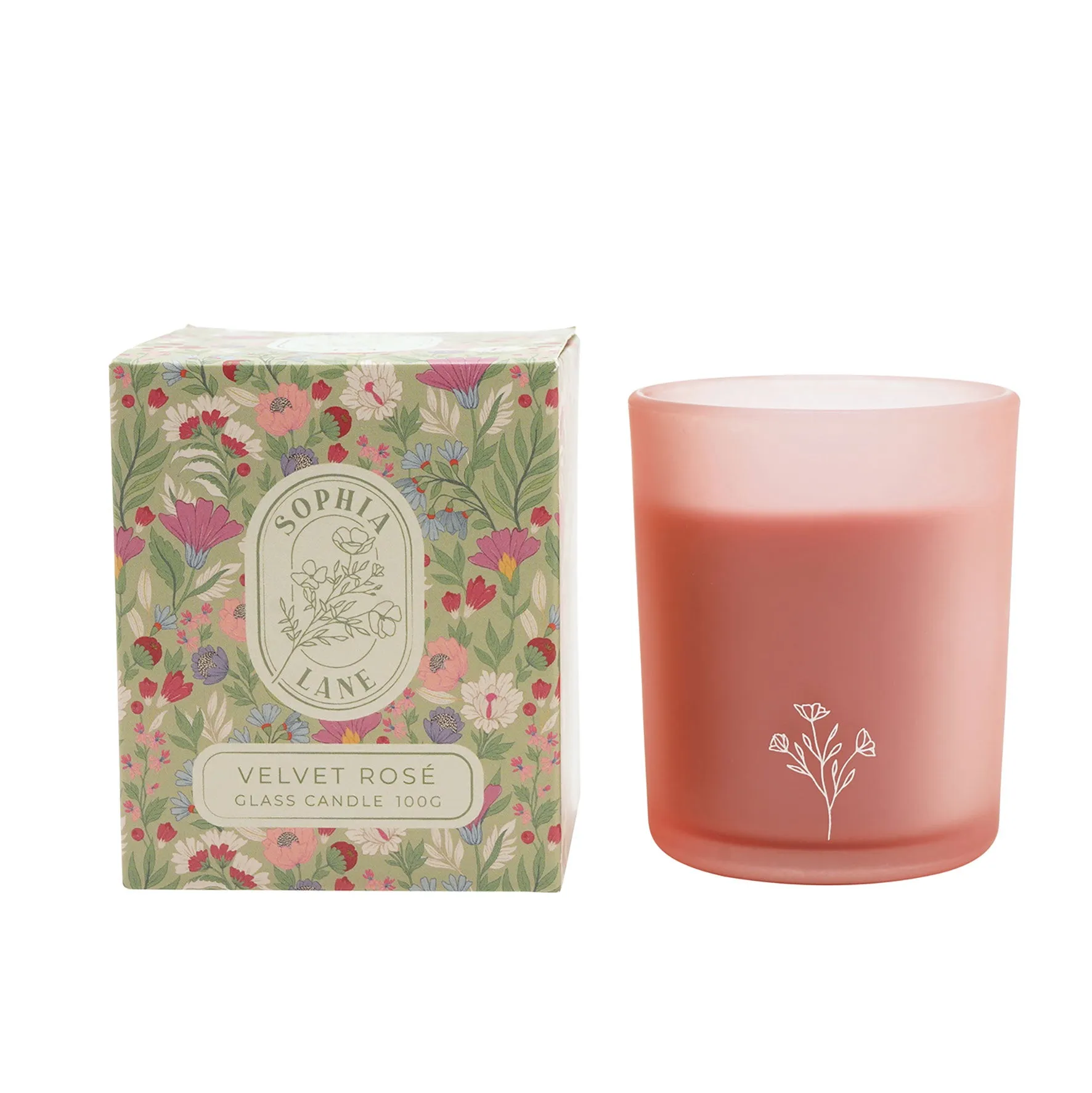 Sophia Lane Velvet Rose Floral Candle 100g - Pink product
