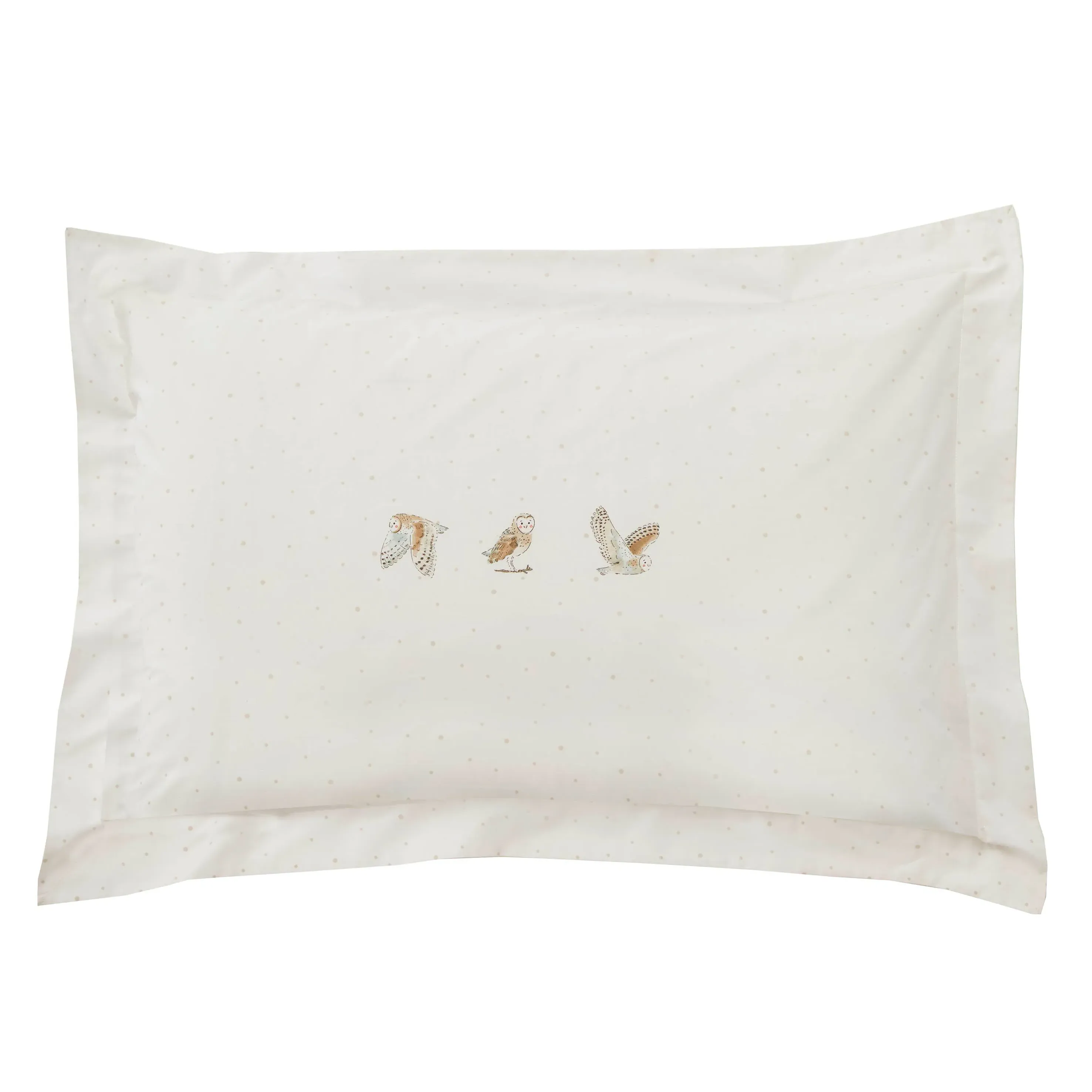 Sophie Allport Snowy Owls Oxford Pillowcase Pair - White, Cotton by Julian Charles