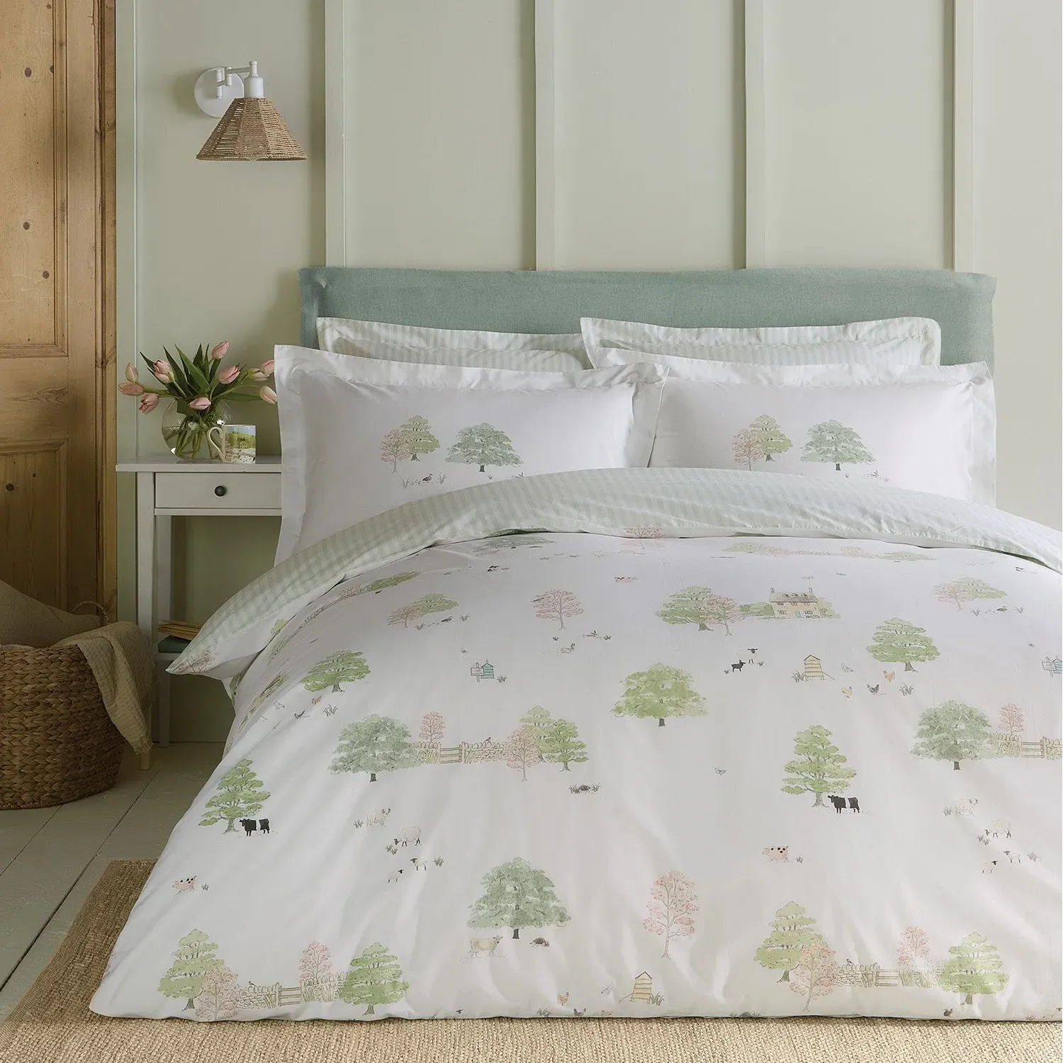 Single Duvet Set Spring Cottage - Green, Cotton product