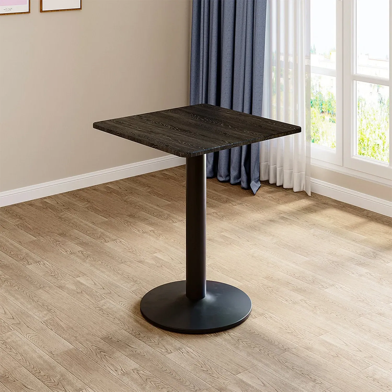 Square Cafe Table with Metal Base - Black by Julian Charles