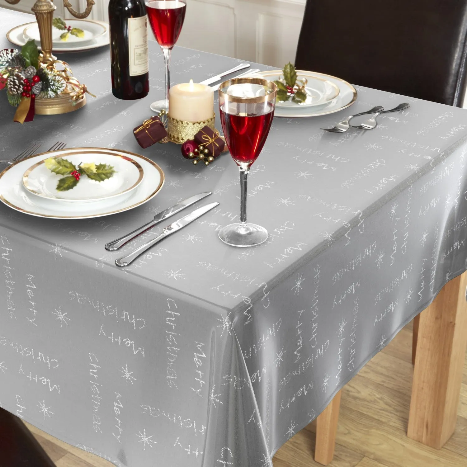 Square Christmas Tablecloth - Grey, Jacquard image