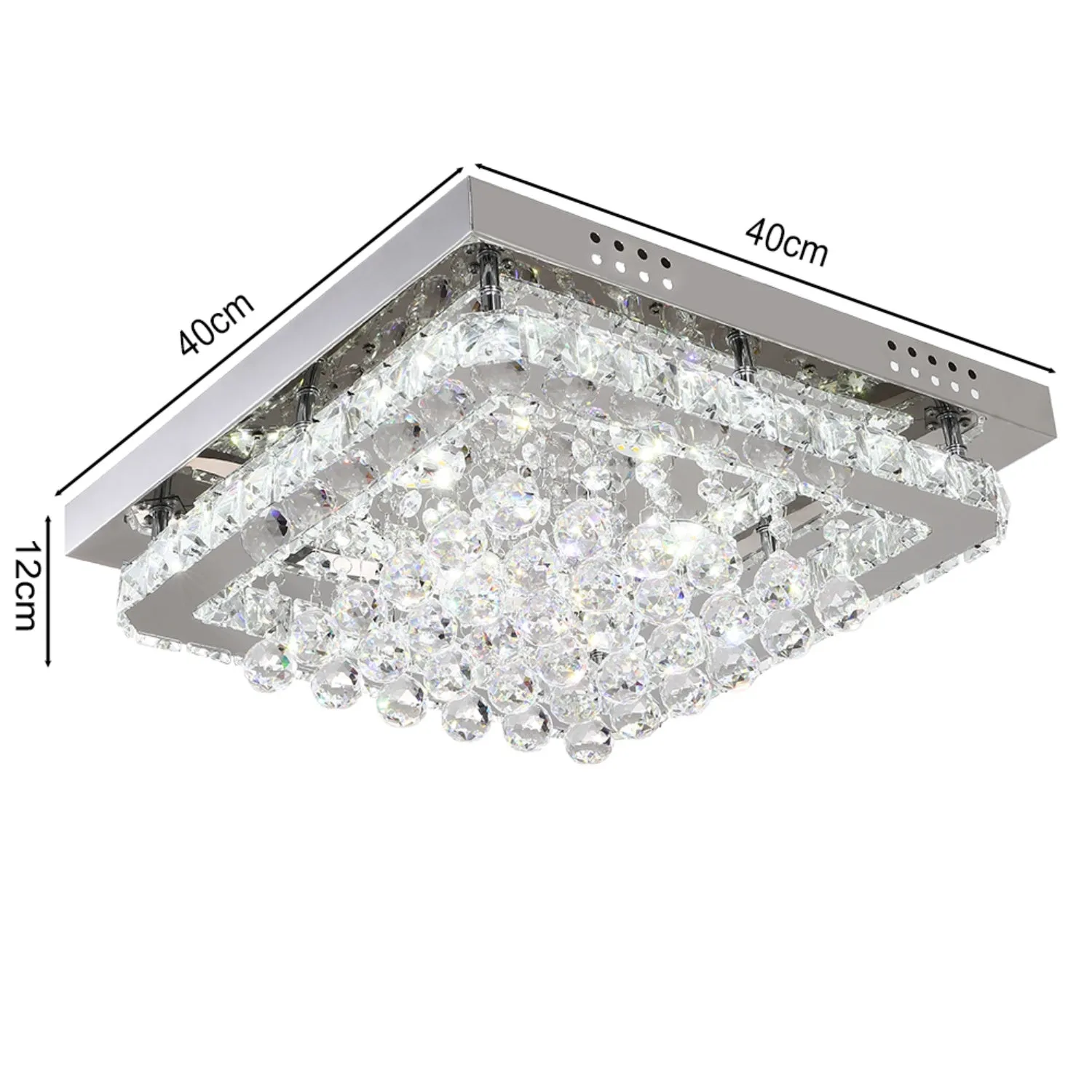 Square Crystal LED Flush Mount Ceiling Light - Clear, Chrome product