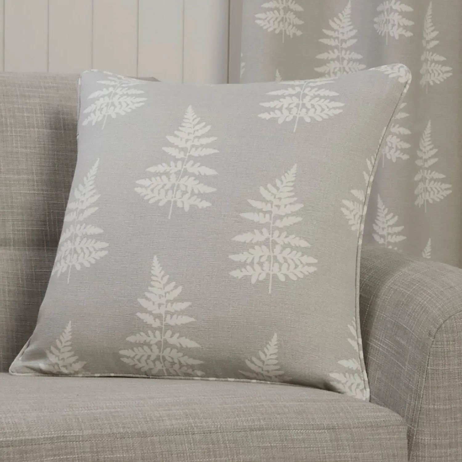Square Cushion Cover Fern Print - Silver image