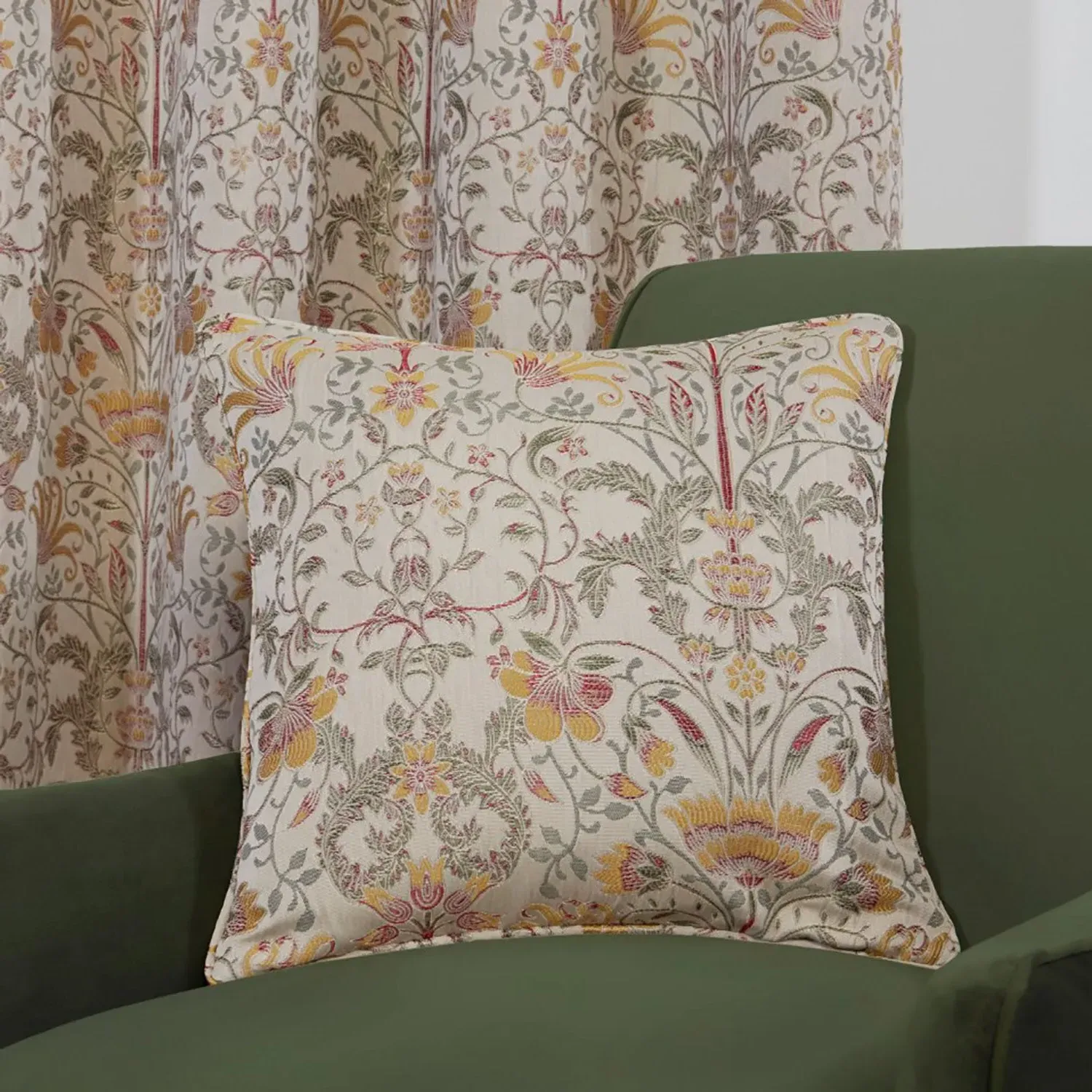 Square Cushion Cover Floral Jacquard - Natural