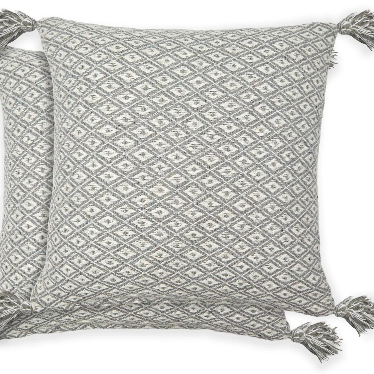 Square Cushion Cover Geometric - Grey, Cotton