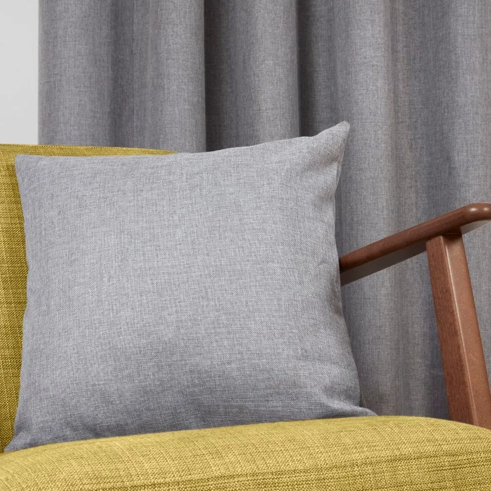 Square Cushion Cover - Grey, Slub Fabric