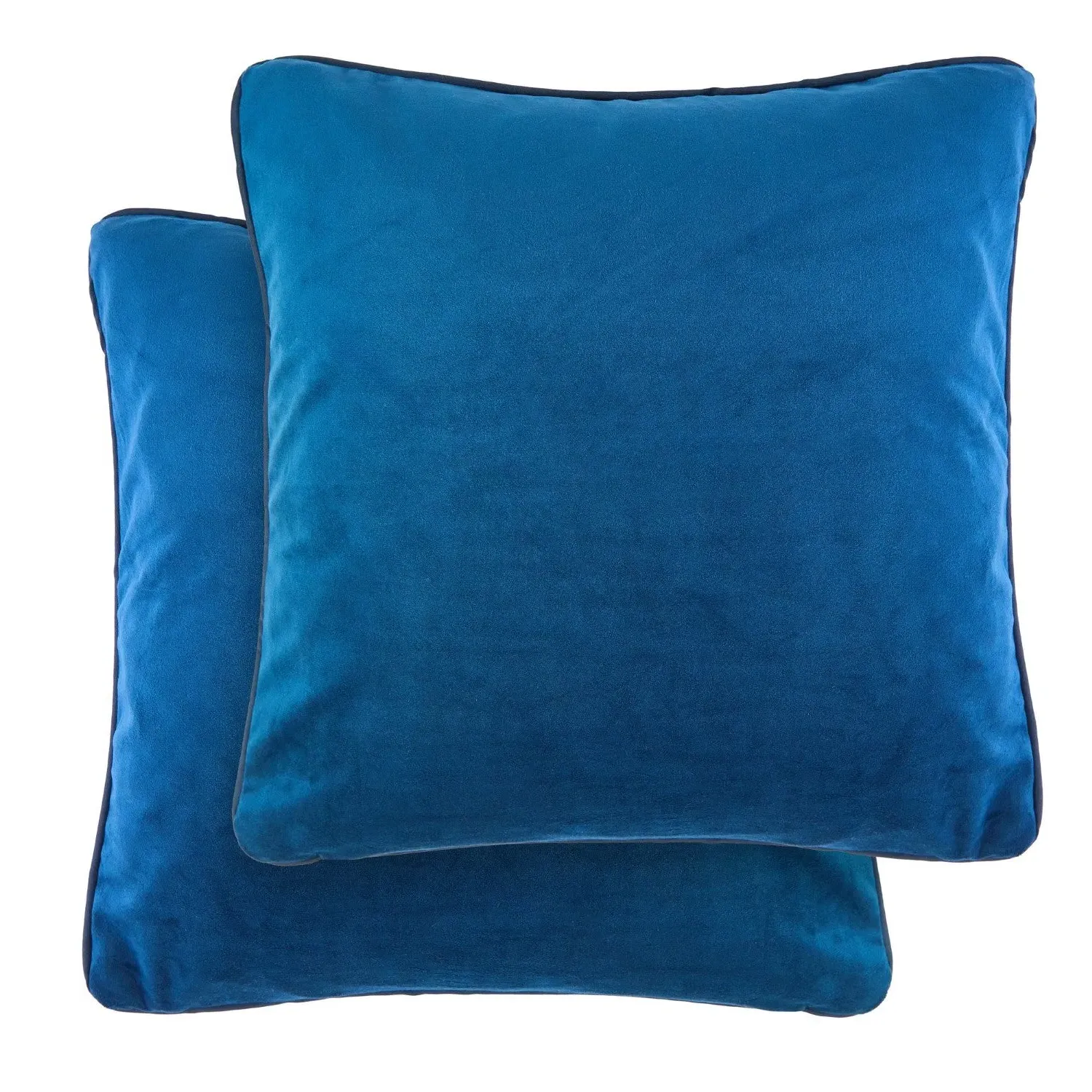 Square Cushion Cover Pair - Blue, Velvet