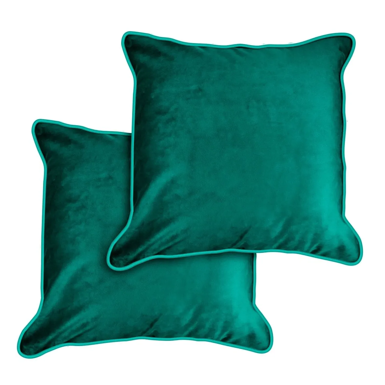 Square Cushion Cover Pair - Green, Velvet