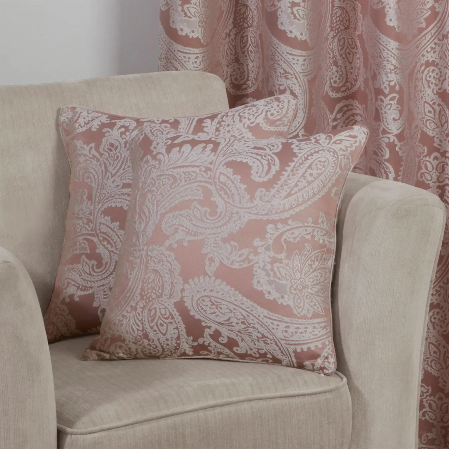Square Cushion Cover Pair - Pink, Jacquard image